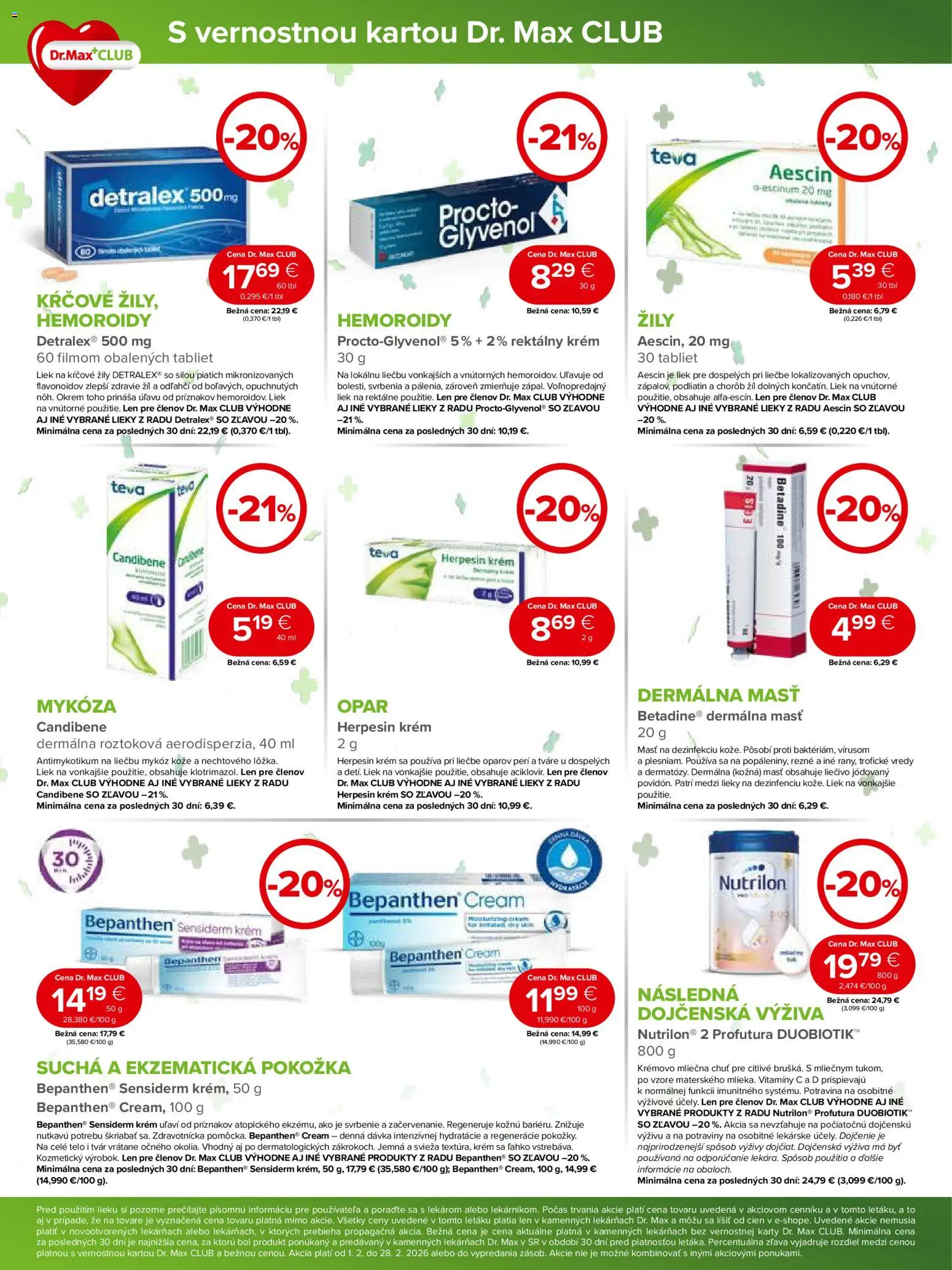Nové Dr. Max akcie – leták je platný od 01.02.2026 | Strana: 8 | Produkty: Detralex, Nutrilon, Krém