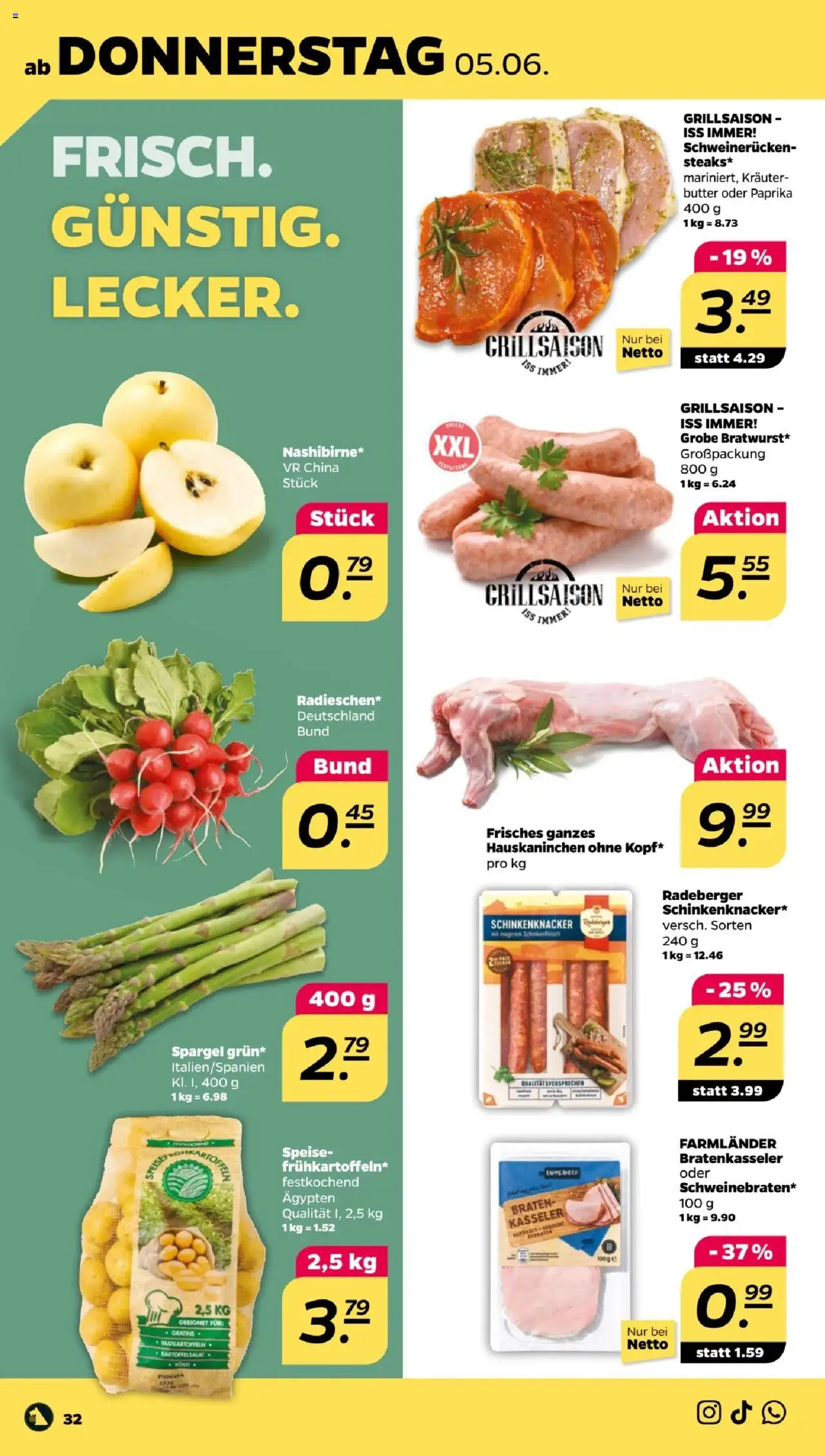 Netto Prospekt 	 - gültig ab dem 02.06.2025 | Seite: 32 | Produkte: Butter, Spargel, Paprika, Schweinerucken