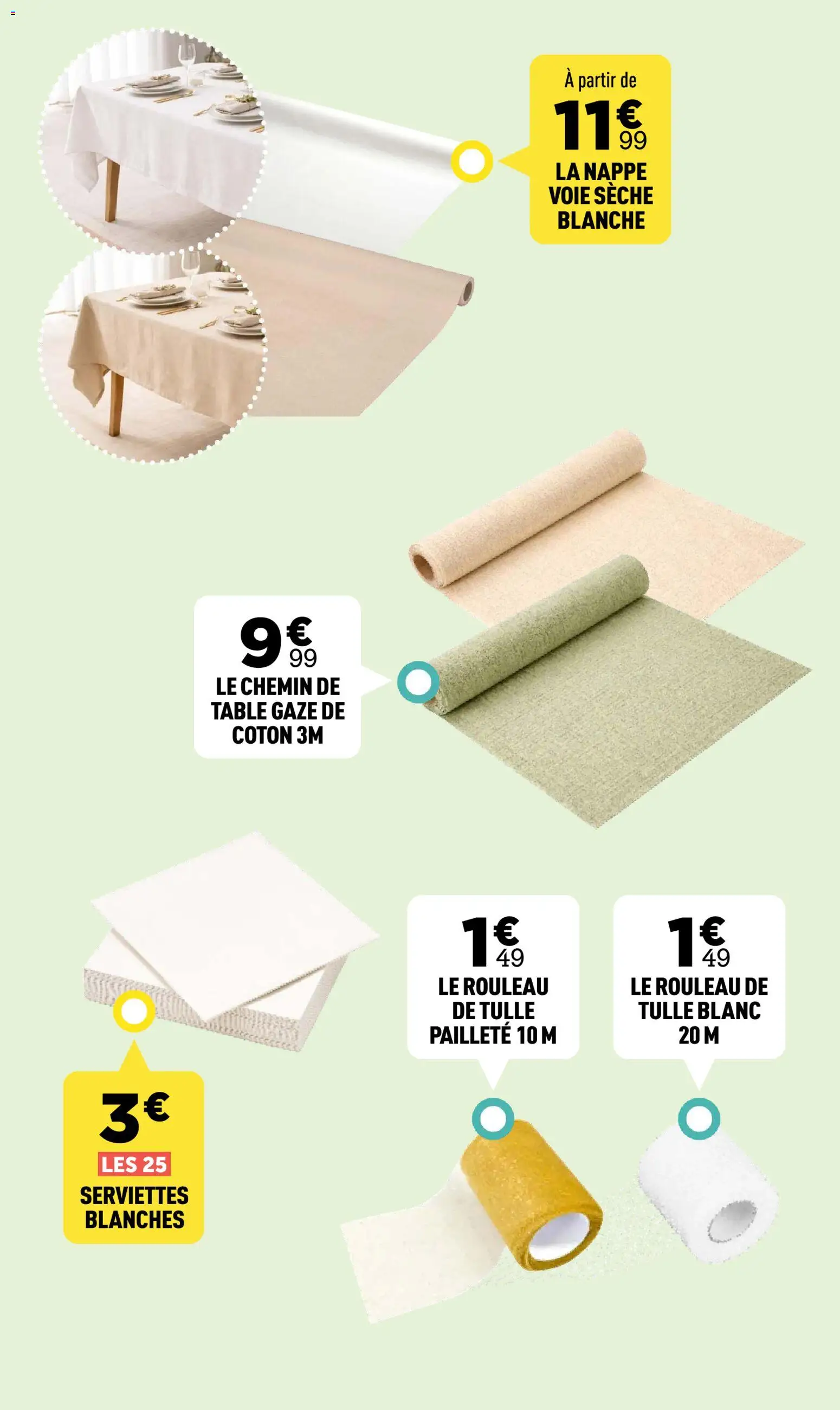 {H1} | Page: 65 | Produits: Coton, Rouleau, Table, Nappe