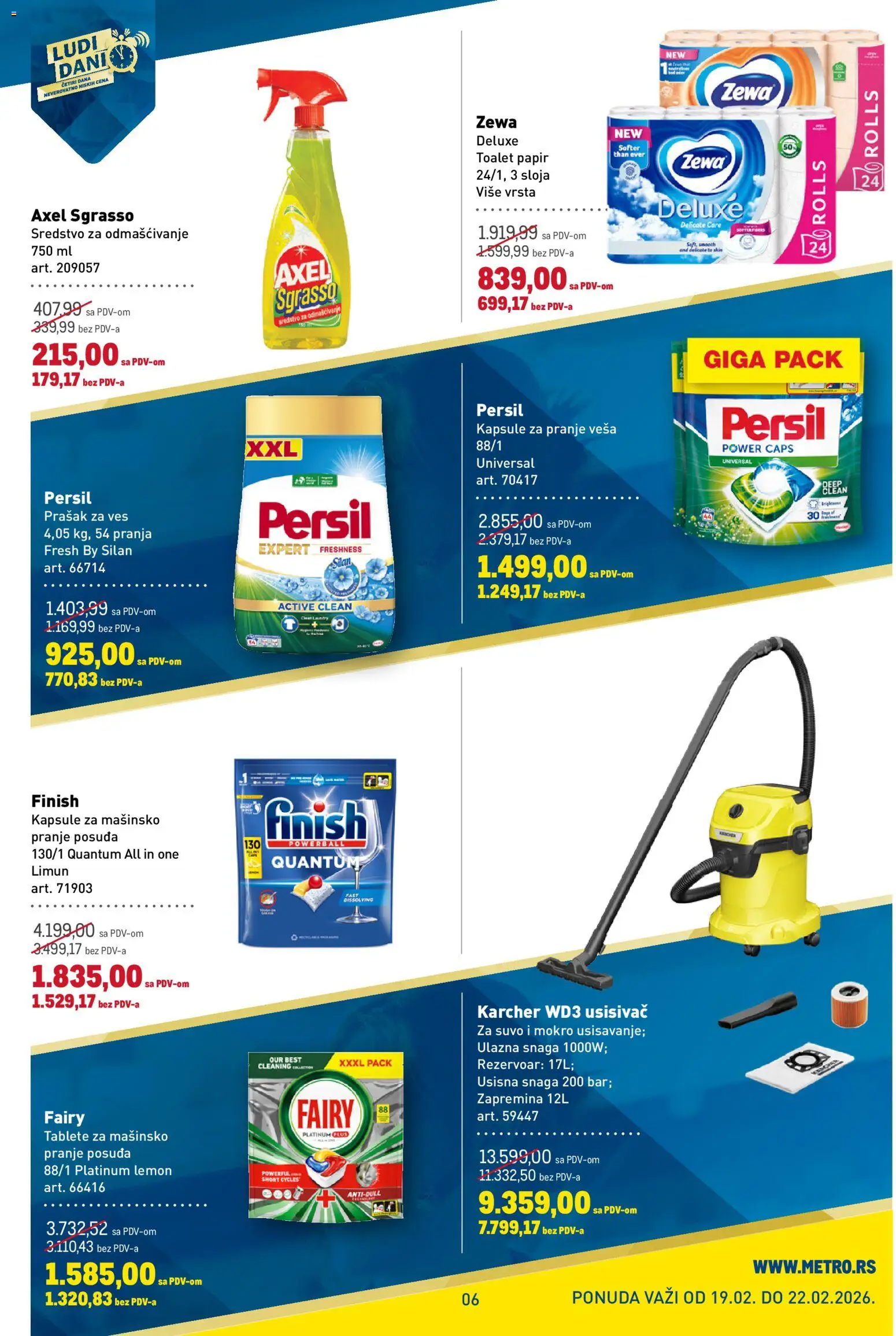 Metro katalog - važi od 19.02.2026 | Strana: 6 | Proizvode: Finish, Silan, Prašak za veš, Persil