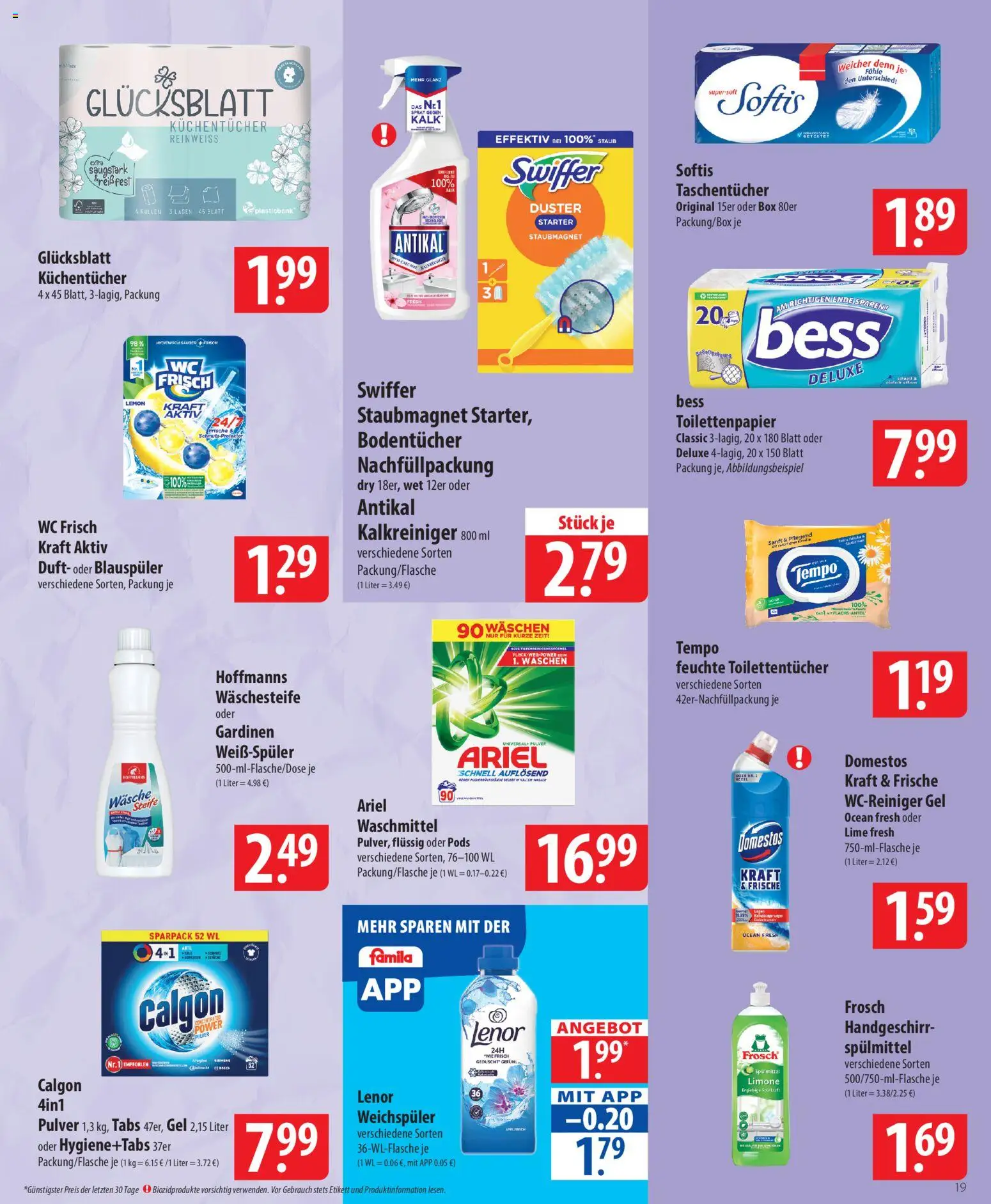 Famila Prospekt 	 – gültig ab 02.02.2026 | Seite: 19 | Produkte: Lenor, Ariel, Wc frisch, Toilettenpapier