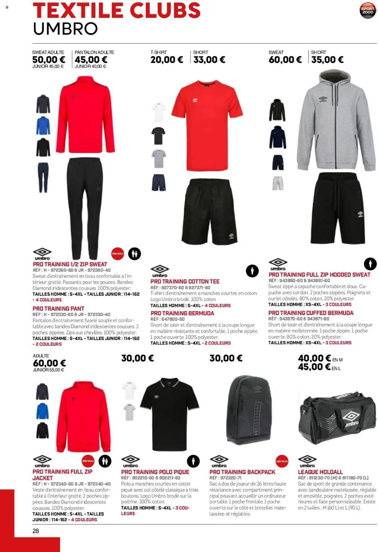 {H1} | Page: 28 | Produits: Bermuda, Polo, Joueur, Veste