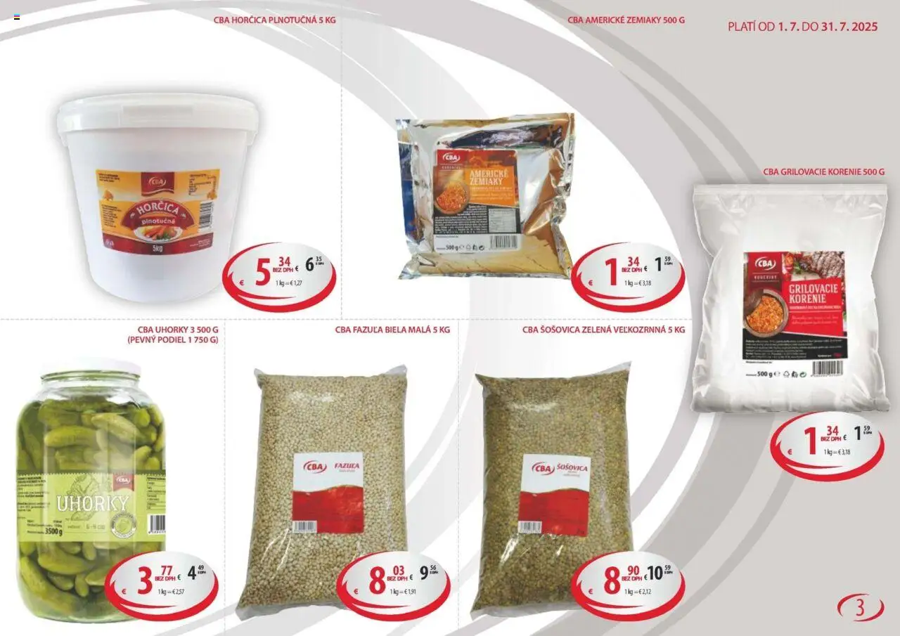 Sintra Horeca a Gastro │ platný od 01.07.2025 | Strana: 3 | Produkty: Fazuľa, Šošovica, Korenie, Zemiaky