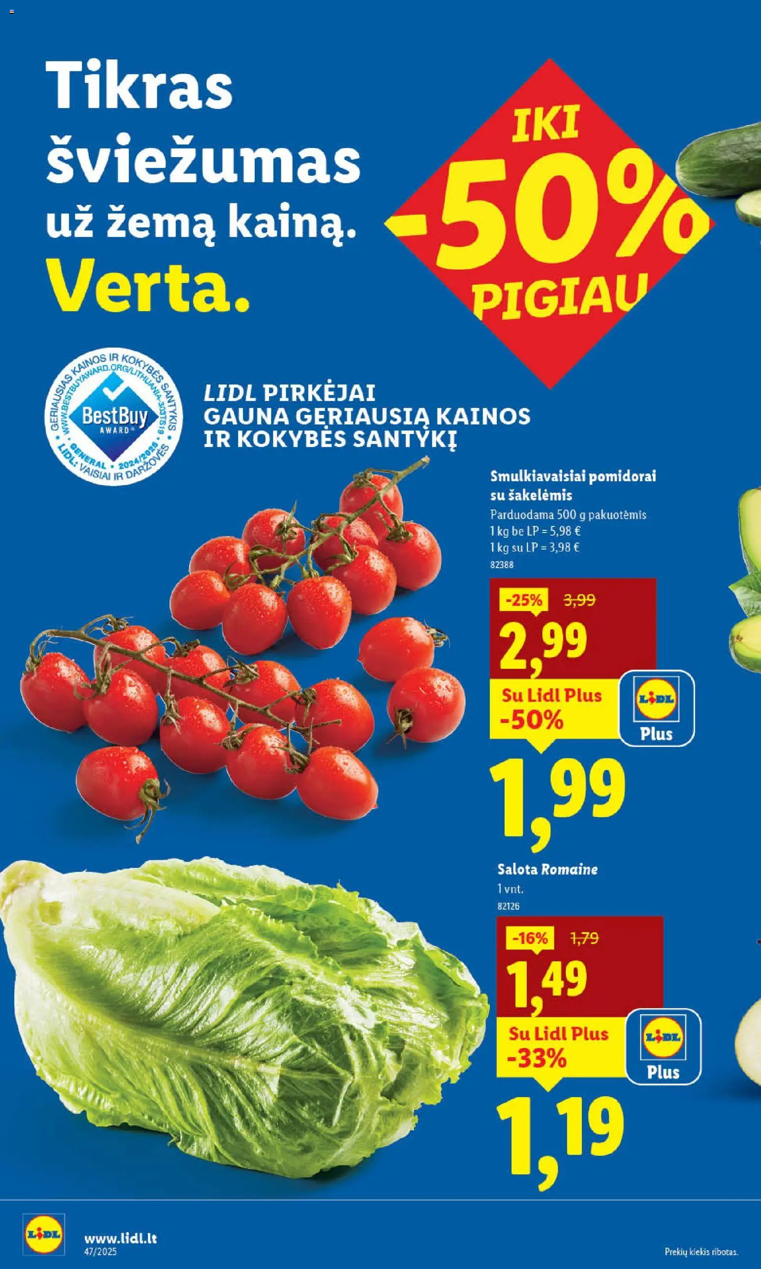LIDL akcijos nuo 20.11.2025 | Puslapis: 6 | Prekių: Salota, Pomidorai