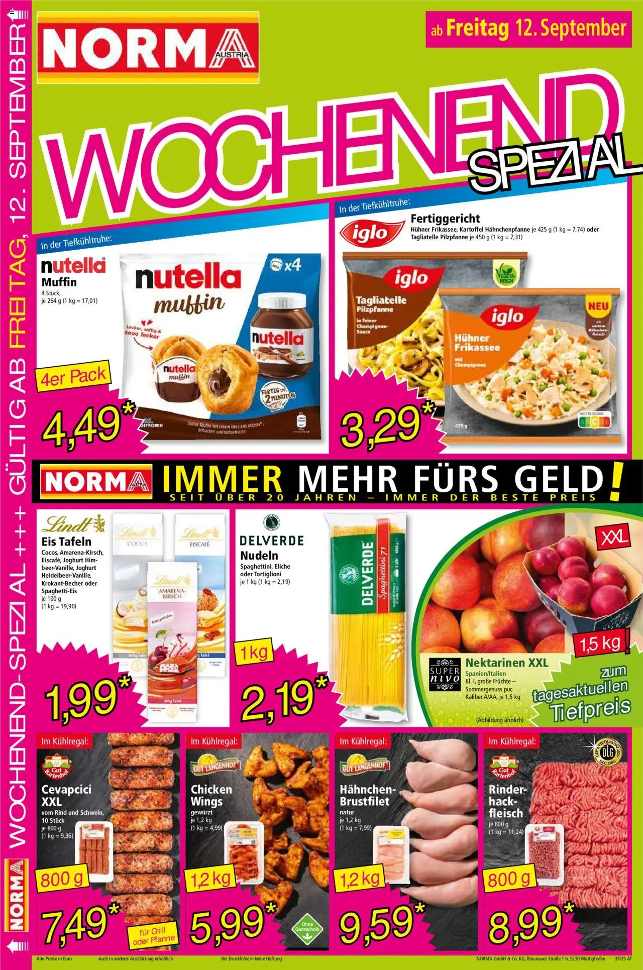 Norma Flugblatt gültig ab 08.09.2025 | Seite: 16 | Produkte: Eis, Grill, Joghurt, Nudeln
