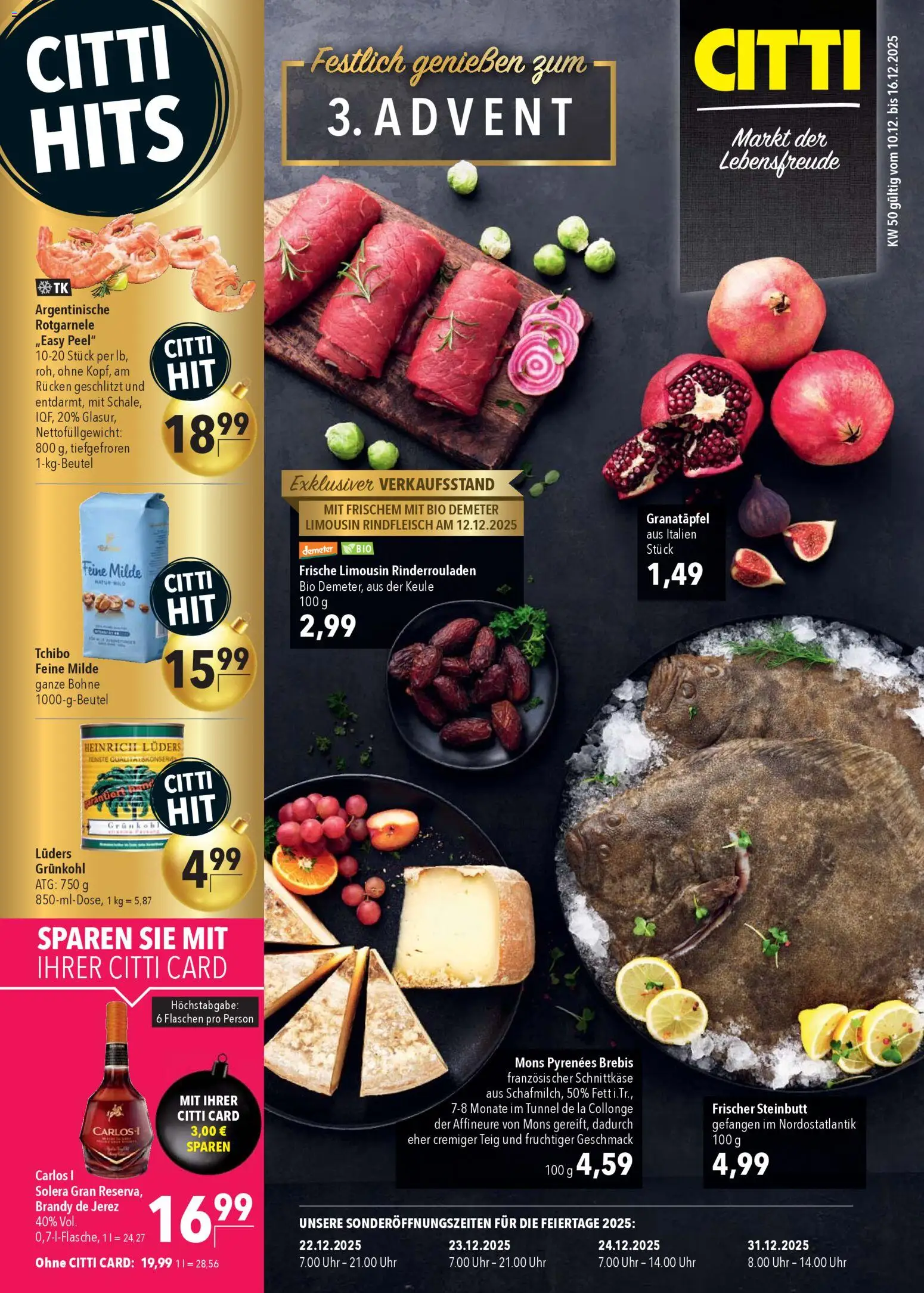 CITTI Markt Prospekt 	 – gültig ab 10.12.2025 | Seite: 1 | Produkte: Rinderrouladen, Granatapfel, Rindfleisch, Uhr