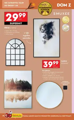 Lustro ścienne*, Do wyboru: lustro półokrągłe ze szprosami o wym. 50 x 35 cm, lustro okrągłe o śr. 50 cm, zestaw 2 asymetrycznych luster o wym. 40 x 23 cm i 44 x 24 cm, dostępny również kolor oprawy od 15.09.2025 | Strona: 30 | Produkty: Lustro