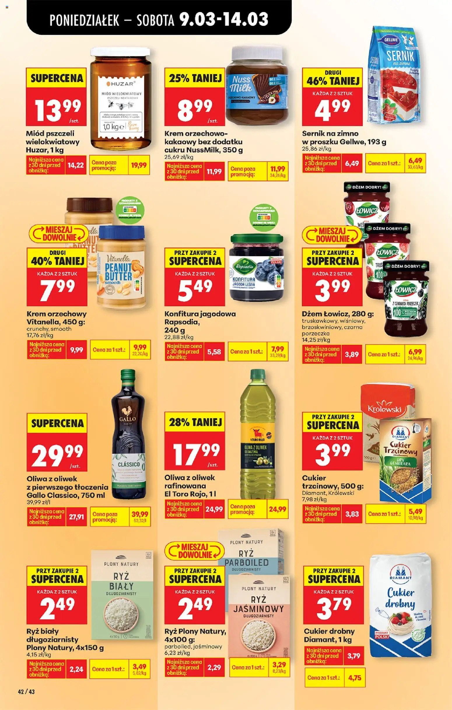 Biedronka gazetka od poniedziałku od 09.03.2026 | Strona: 48 | Produkty: Oliwa z oliwek, Cukier trzcinowy, Ryż, Cukier