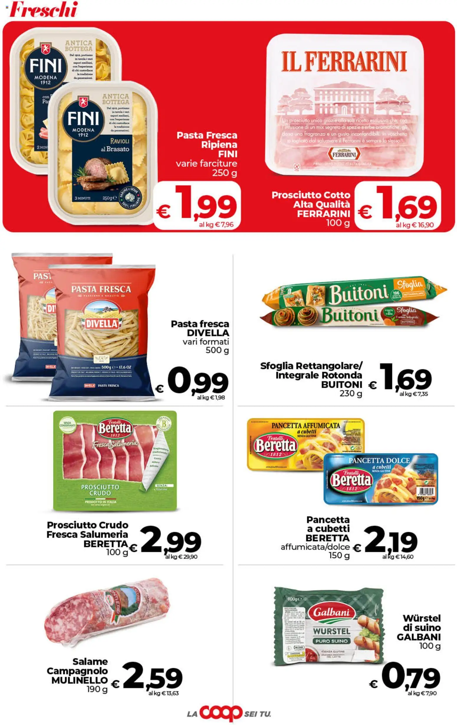 Volantino COOP del 28.04.2026 | Pagina: 14 | Prodotti: Latte, Prosciutto, Ravioli, Fragranza