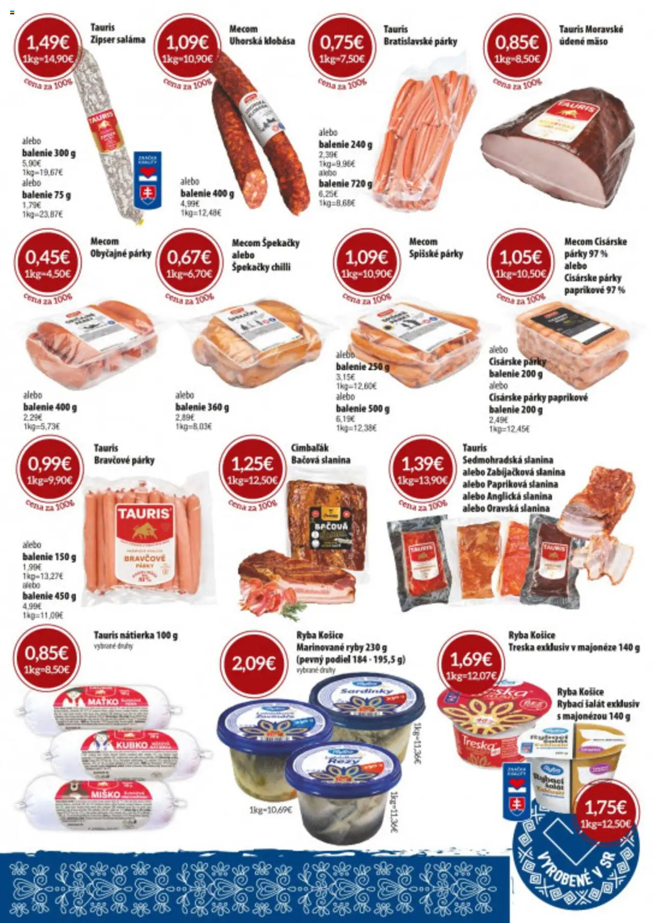 Nové CBA Verex akcie – leták je platný od 02.10.2025 | Strana: 3 | Produkty: Sardinky, Saláma, Ryby, Slanina