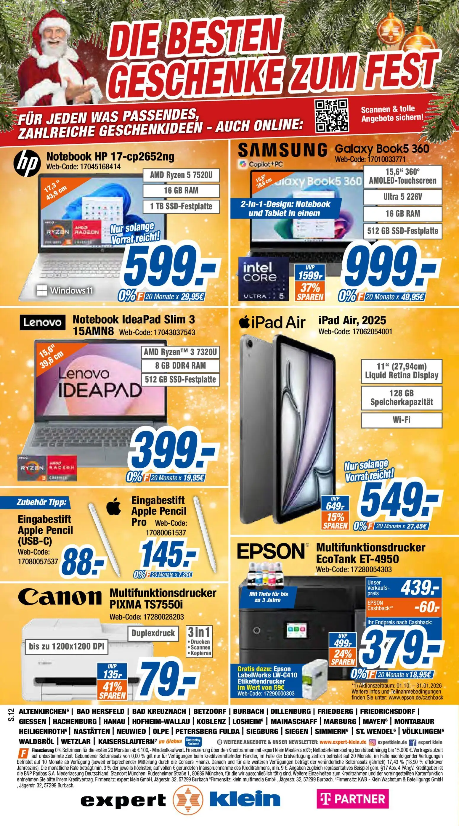 Expert  Aktuelle Beilage – gültig ab 15.12.2025 | Seite: 12 | Produkte: HP, Epson, Ipad, Notebook