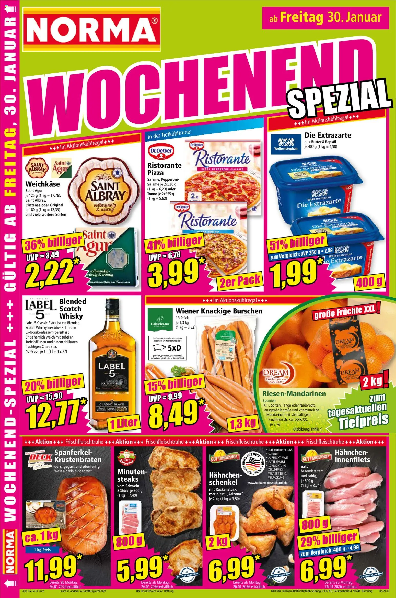 Norma Prospekt 	 – gültig ab 26.01.2026 | Seite: 18 | Produkte: Ristorante, Hahnchen, Mandarinen, Pizza