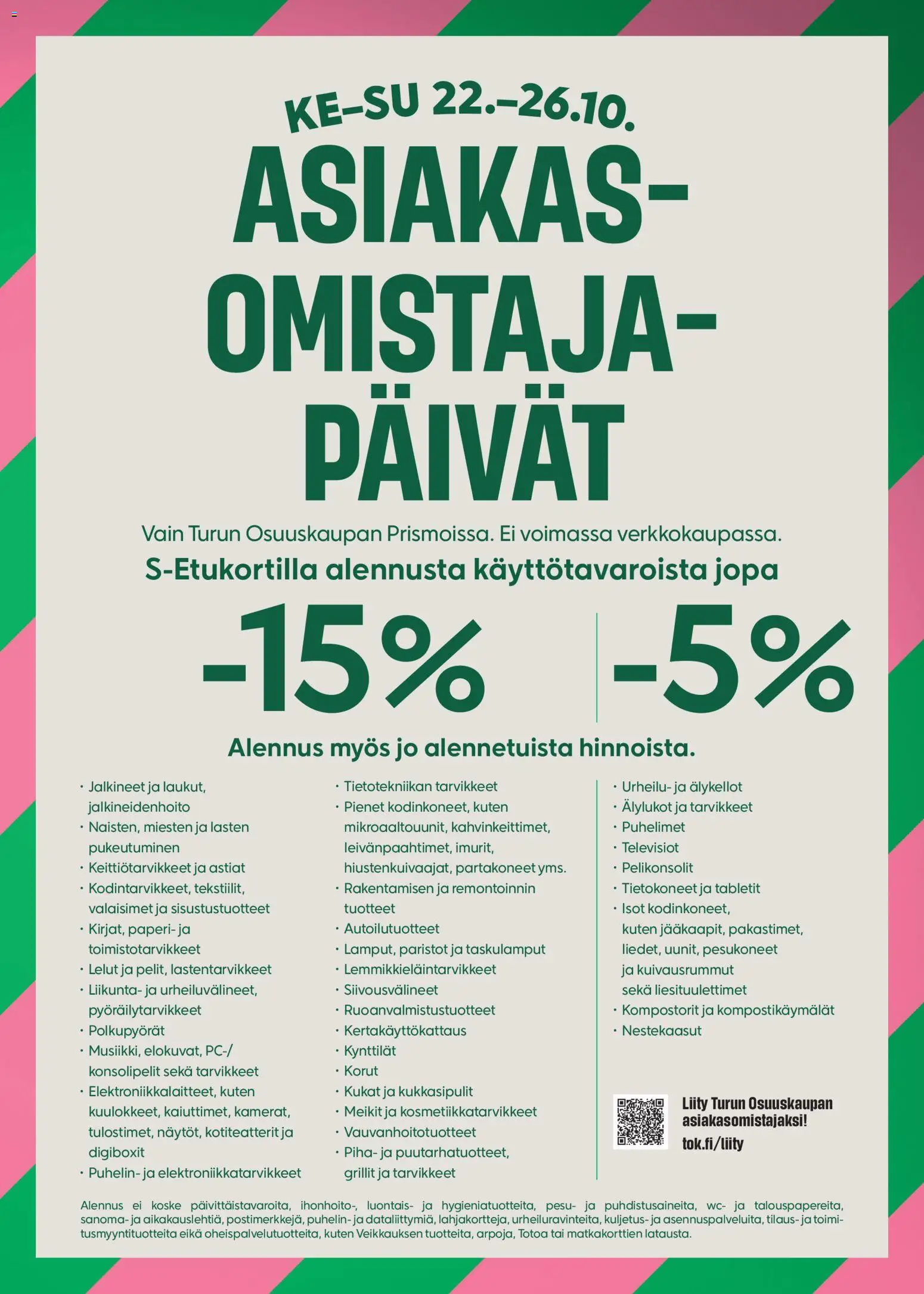 Prisma - Asiakasomistaja-päivät – voimassa 22.10.2025 alkaen | Sivu: 1 | Tuotteet: Paperi, Paristot, Kynttilät, Puhelin
