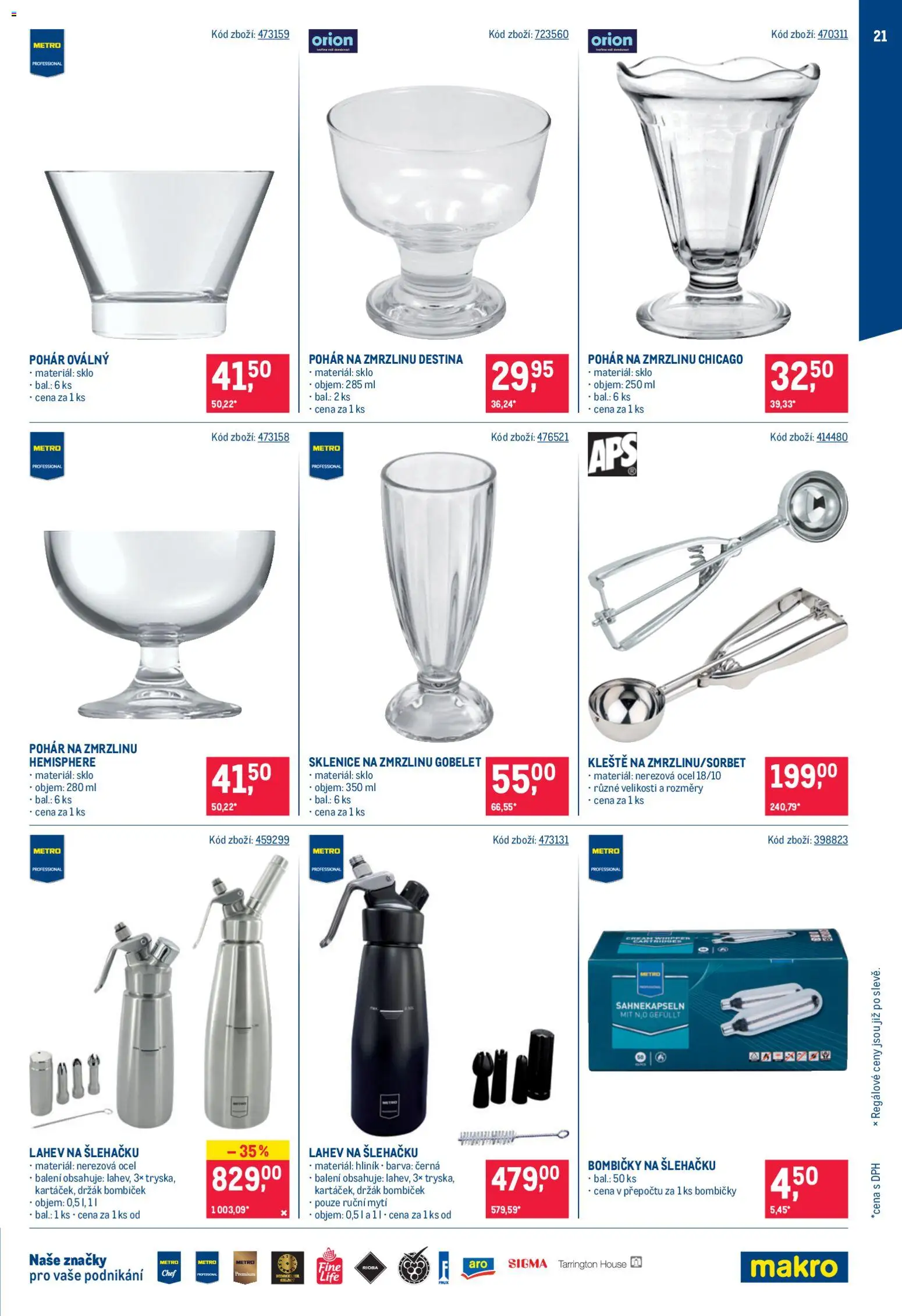 Makro leták - Zmrzliny od 22.04.2026 | Strana: 21 | Produkty: Láhev na šlehačku, Pohár, Láhev, Sklenice