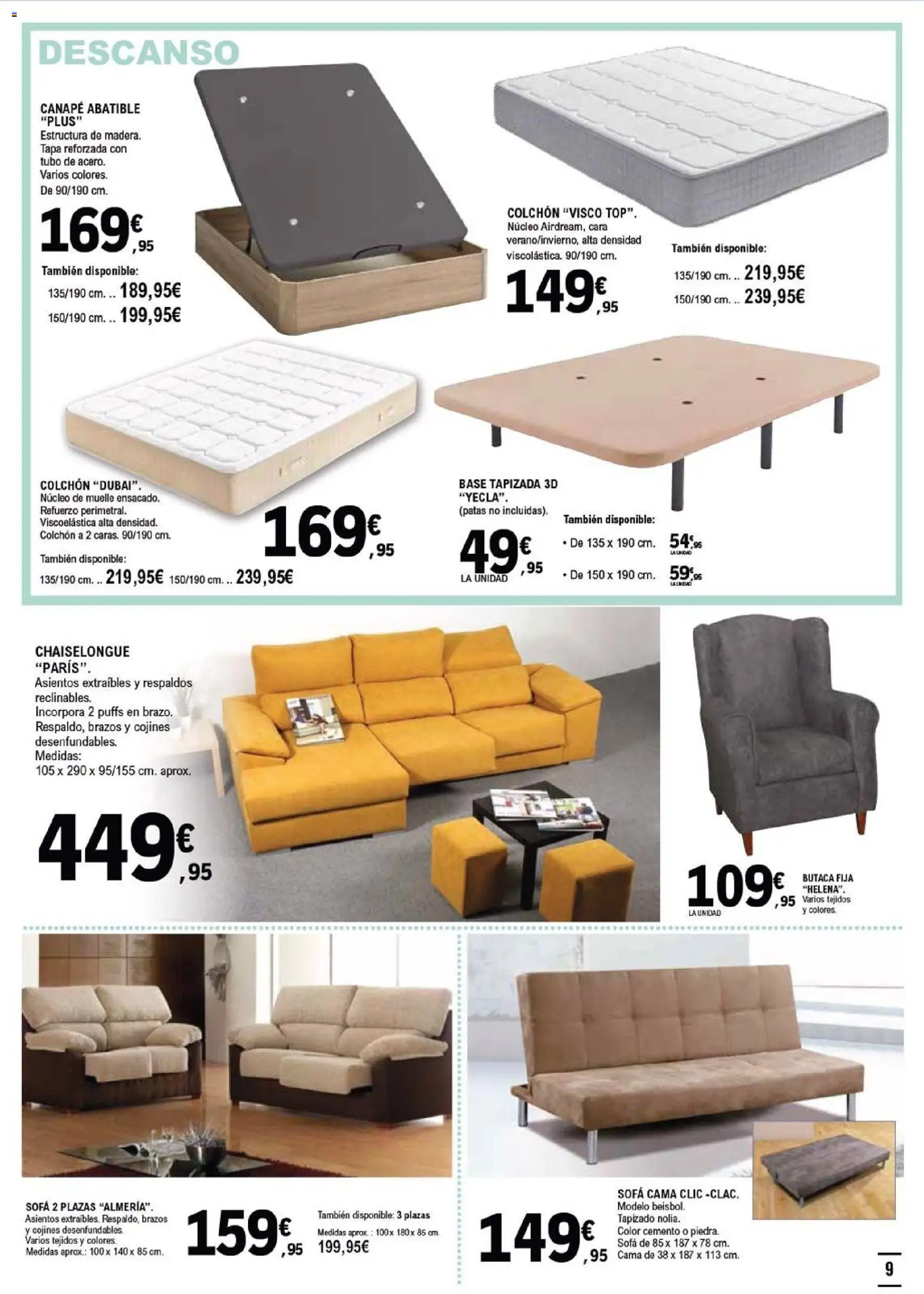 E.Leclerc - Salamanca │ válido desde el 18.02.2026 | Página: 9 | Productos: Colchon, Sofá cama, Cama, Sofá
