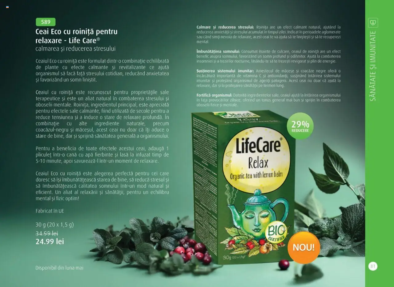 Life Care catalog - Aprilie/Octombrie – valabil de la 01.04.2025 | Pagină: 83 | Produse: Ceai, Apă
