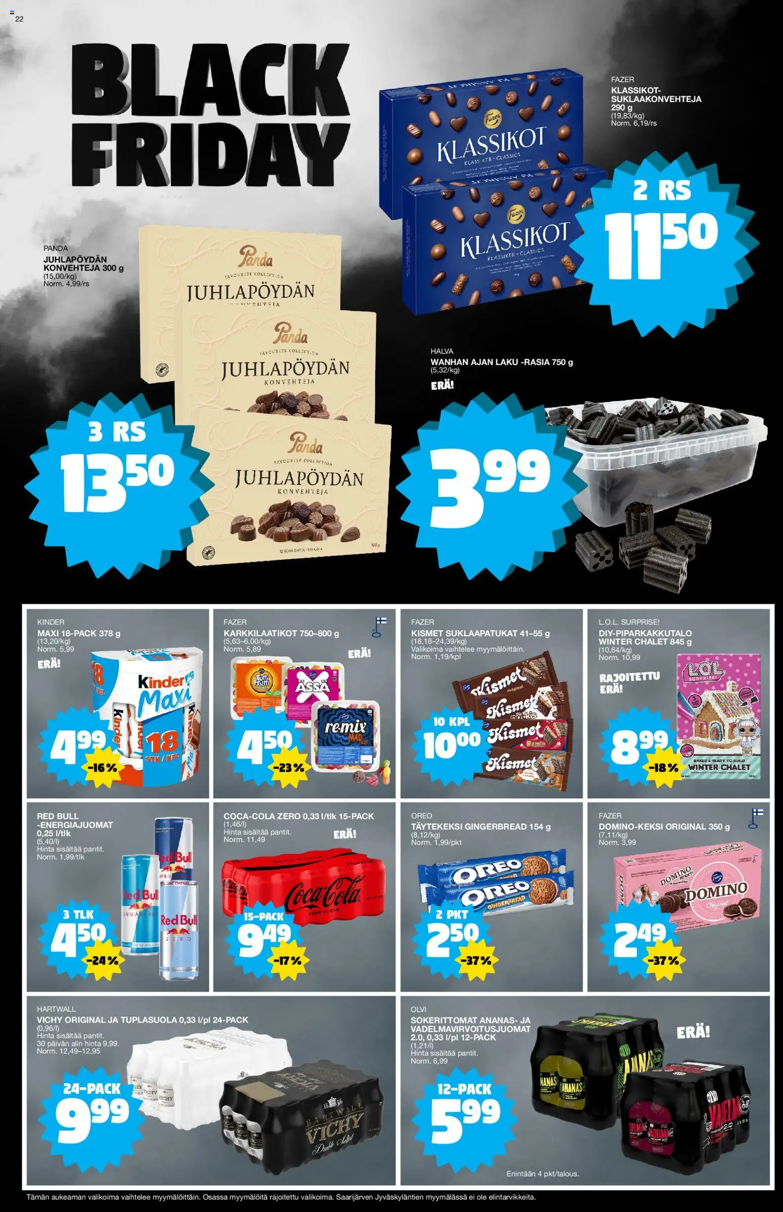 Tokmanni - Black Friday – voimassa 24.11.2025 alkaen | Sivu: 22 | Tuotteet: Oreo, Suklaapatukat, Ananas