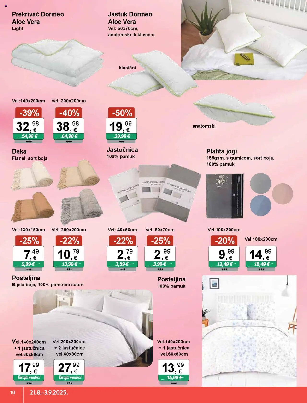 KTC katalog | vrijedi od 21.08.2025 | Stranica: 10 | Proizvodi: Jastuk, Jastučnica, Plahta, Posteljina