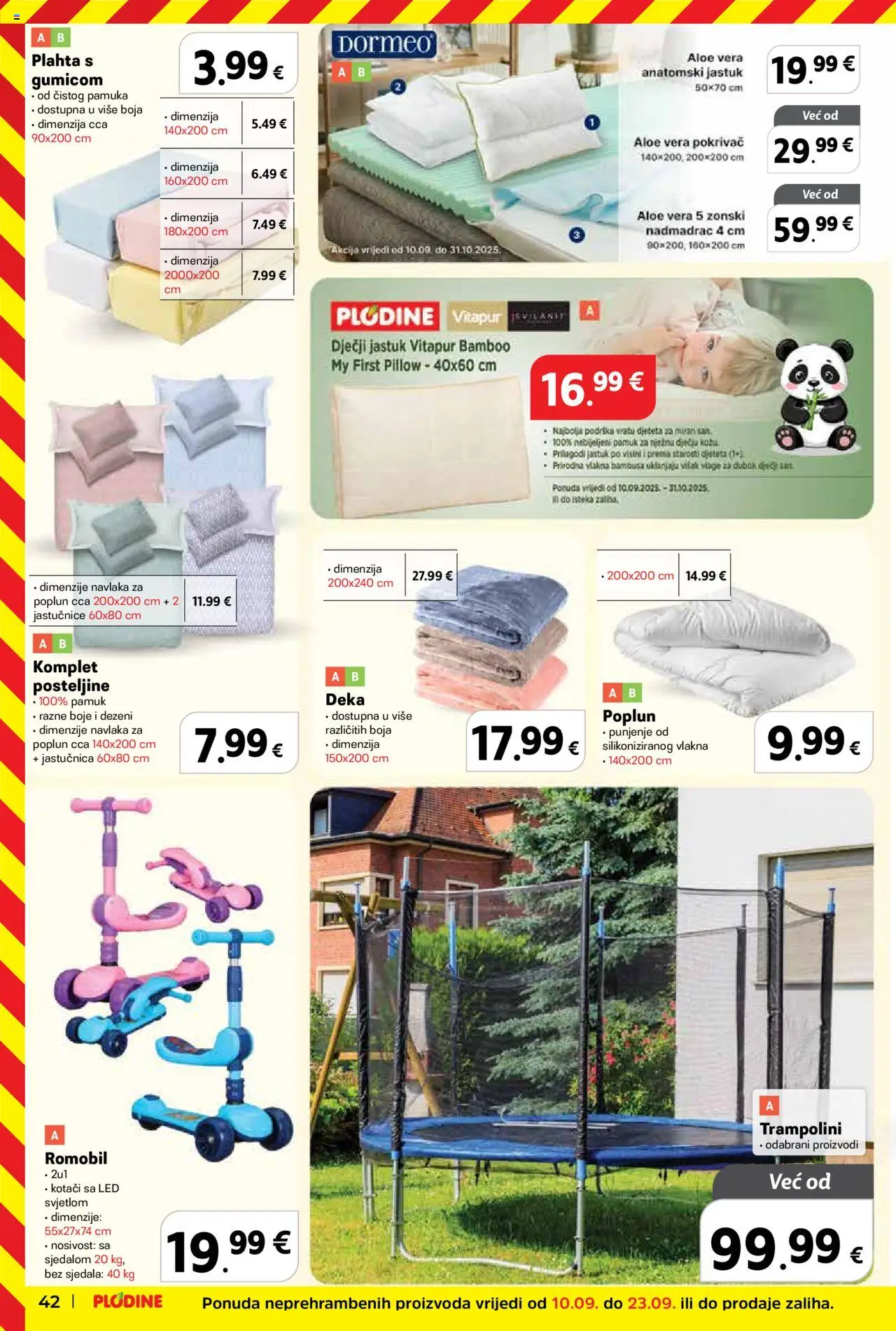 Plodine katalog | vrijedi od 17.09.2025 | Stranica: 42 | Proizvodi: Jastuk, Plahta, Poplun, Deka