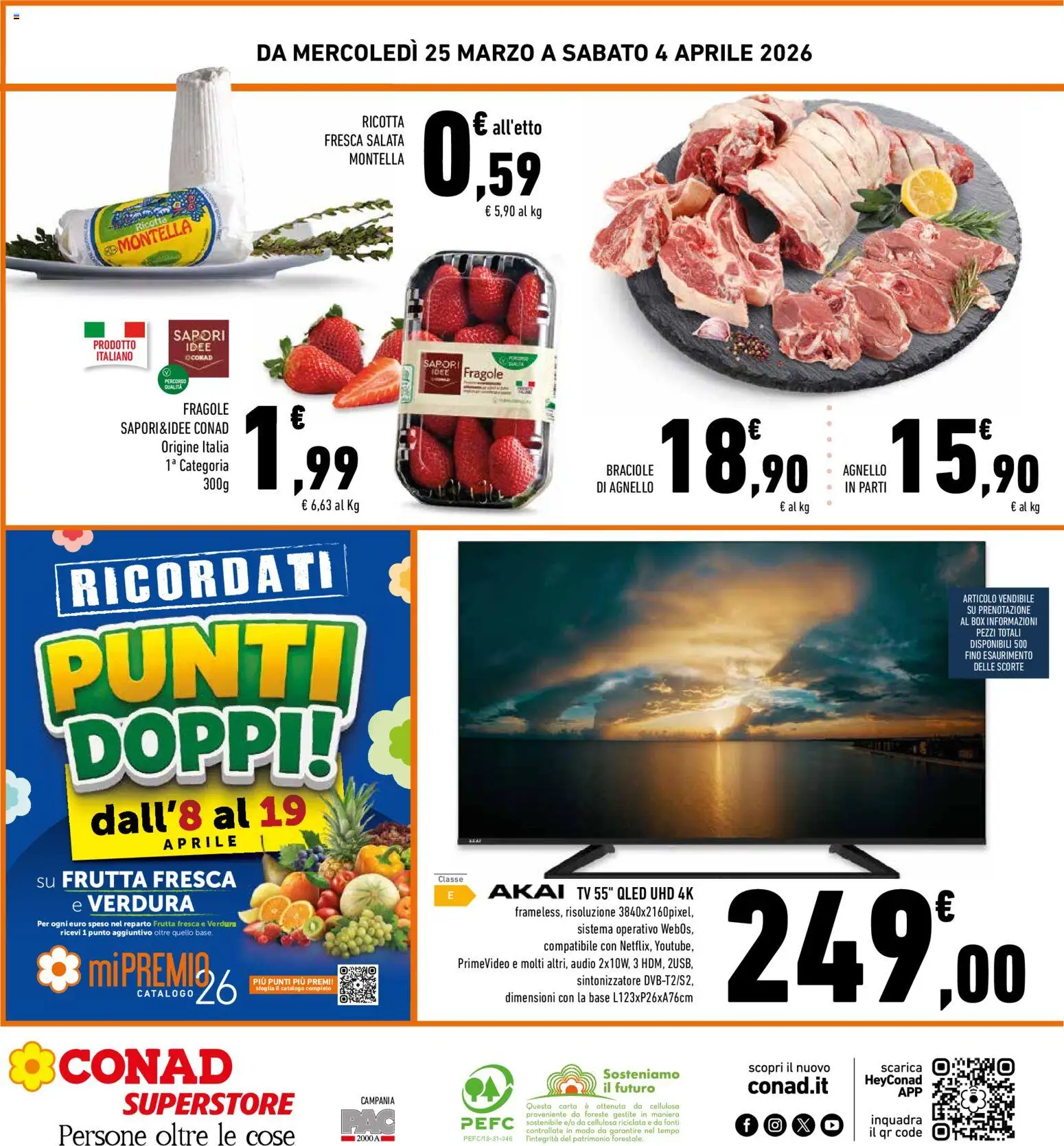 Volantino Conad del 25.03.2026 | Pagina: 32 | Prodotti: Frutta, Audio, Ricotta, Agnello