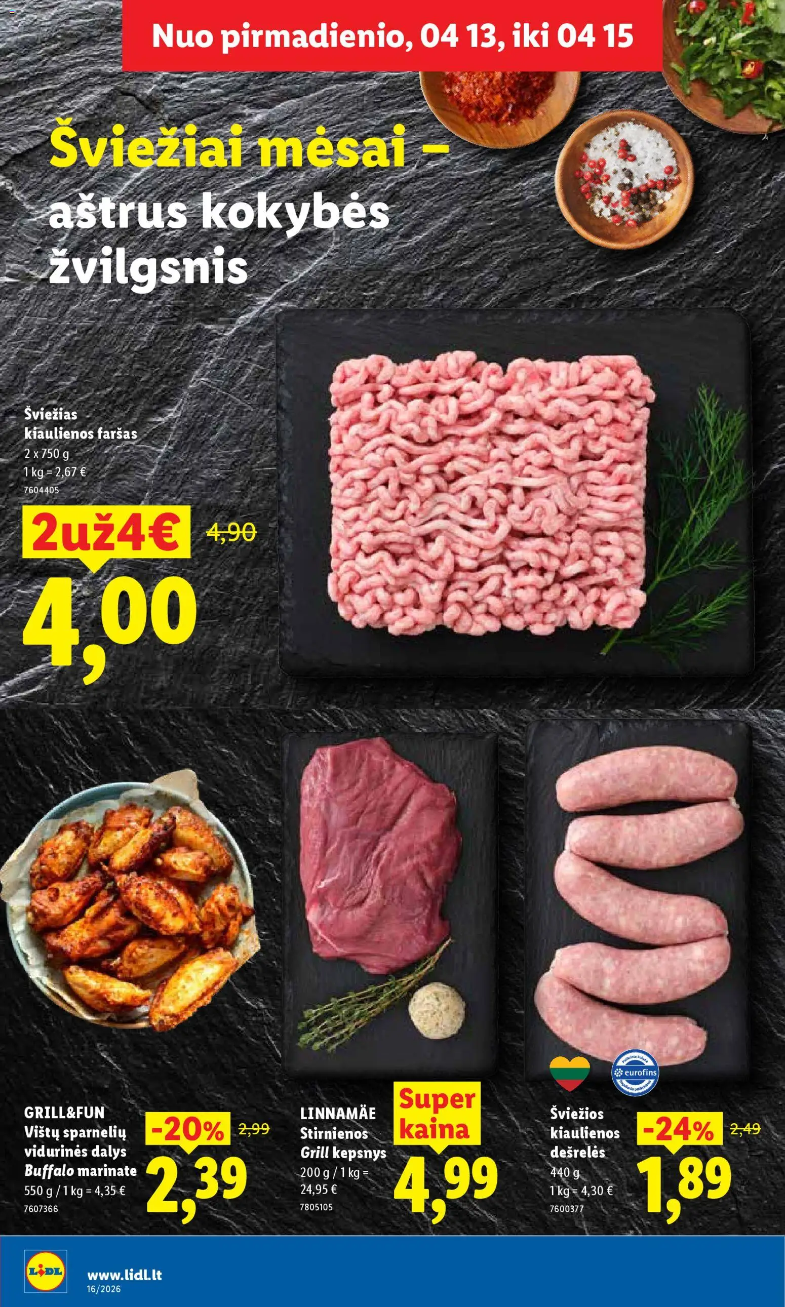 LIDL akcijos nuo 13.04.2026 | Puslapis: 8 | Prekių: Kiaulienos, Dešrelės