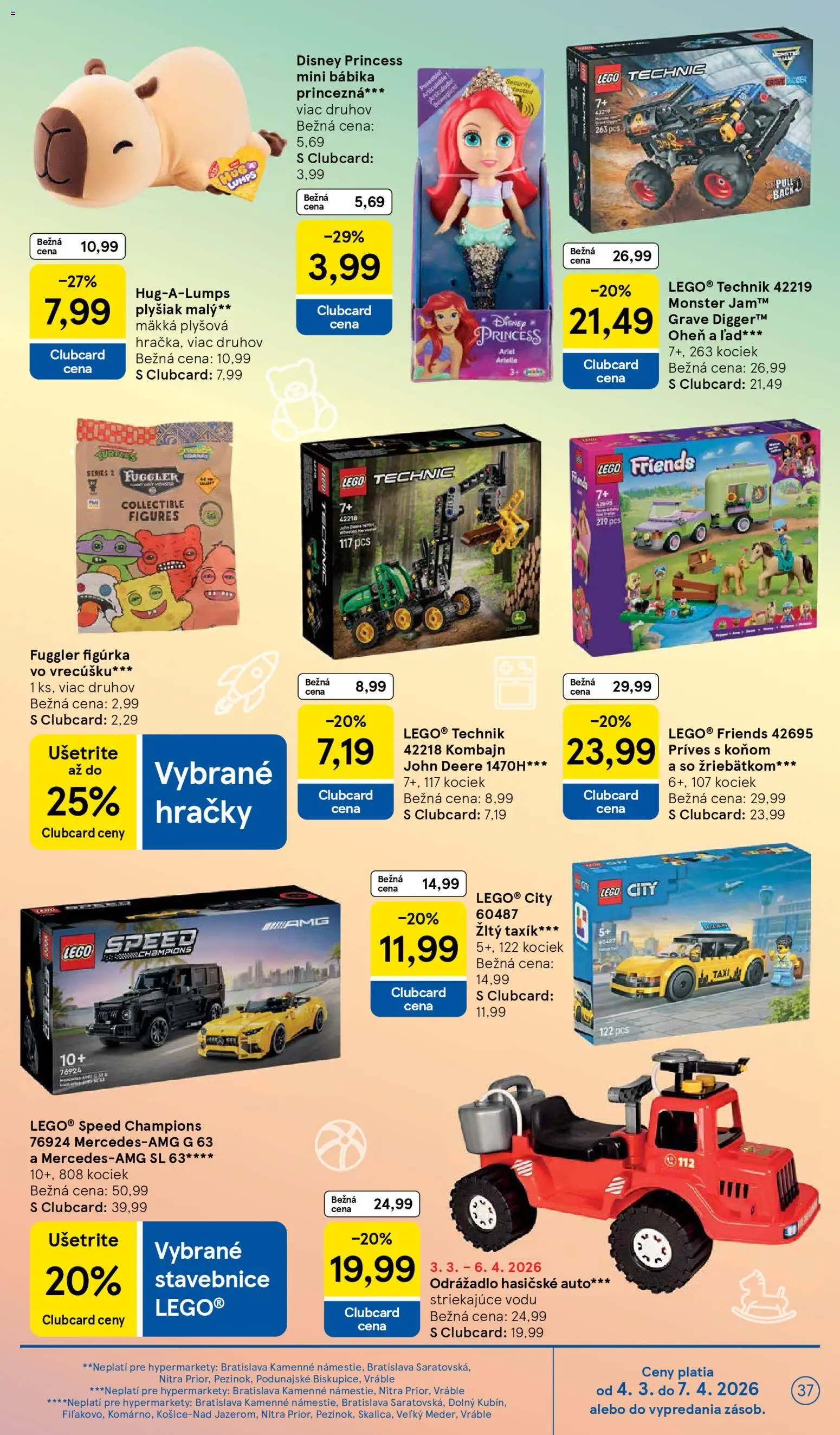 Nové Tesco akcie – leták je platný od 31.03.2026 | Strana: 37 | Produkty: LEGO, Ariel, Hračky