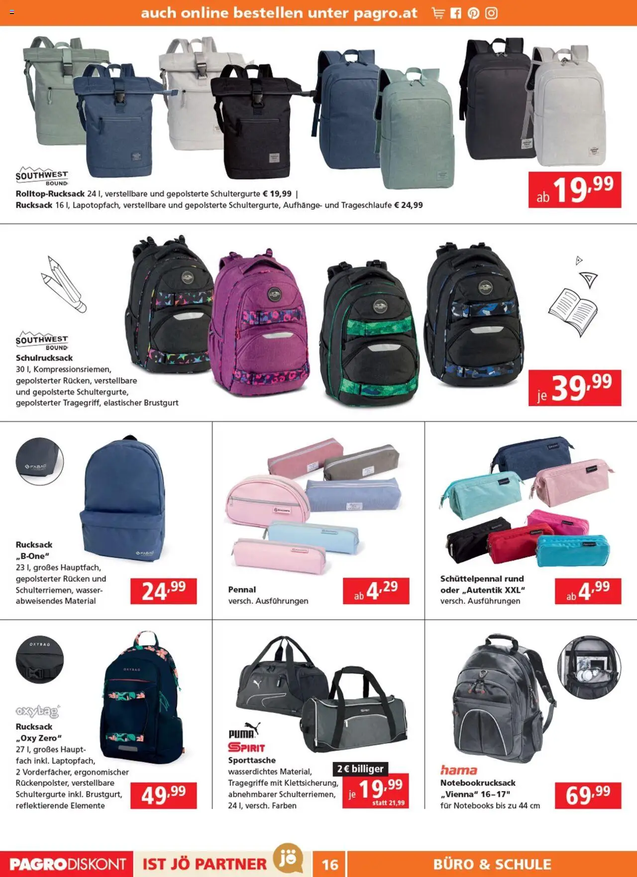 Pagro-Diskont Flugblatt gültig ab 07.08.2025 | Seite: 16 | Produkte: Wasser, Rucksack