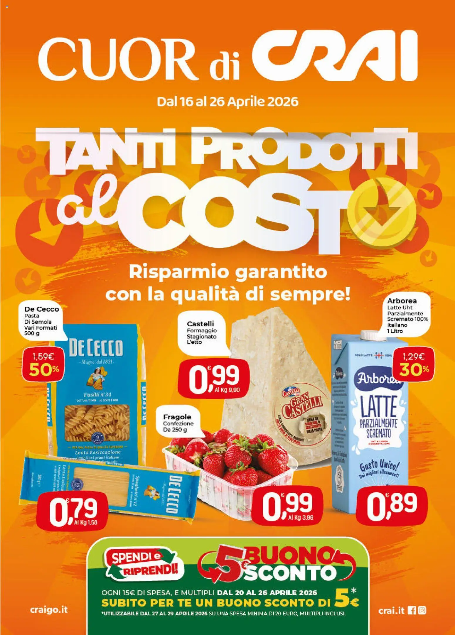 Volantino CRAI del 16.04.2026 | Pagina: 1 | Prodotti: Tè, Latte, Formaggio, Pasta