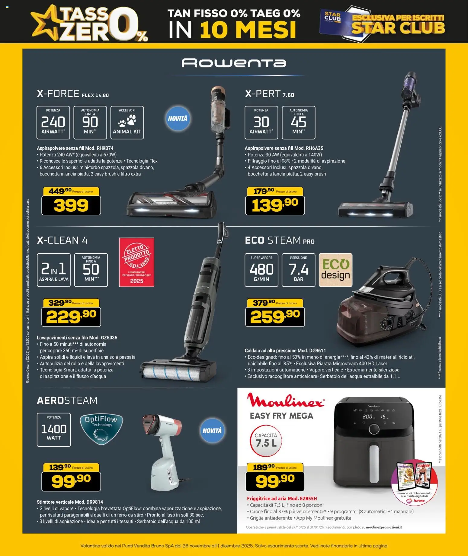 Volantino Euronics del 26.11.2025 | Pagina: 20 | Prodotti: Rullo, Stiratore verticale, Aspirapolvere senza fili, Aspirapolvere