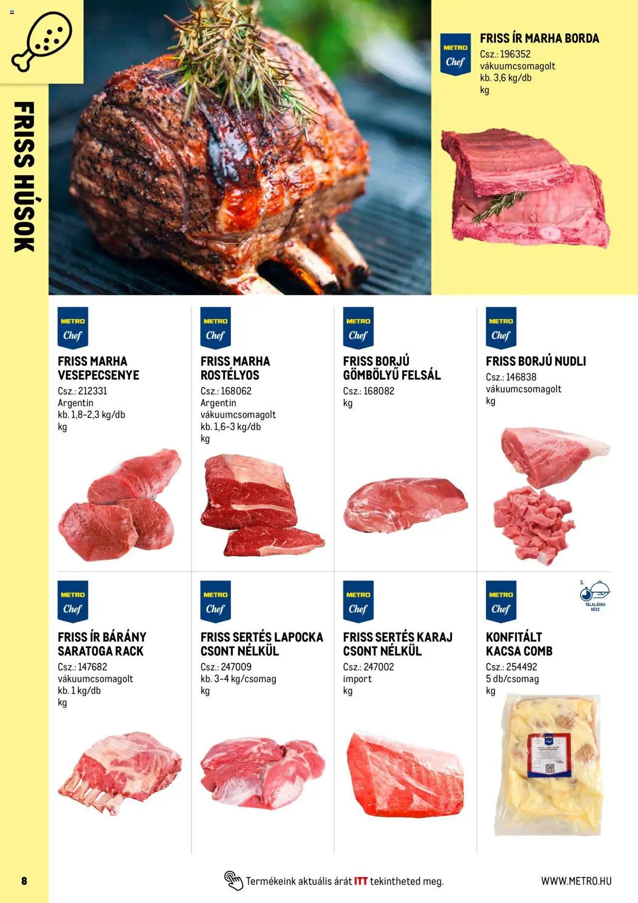 Metro akciós ujság - amely érvényes a következő dátumtól: 01.06.2025 | Oldal: 8 | Termékek: Sertés lapocka, Karaj, Kacsa