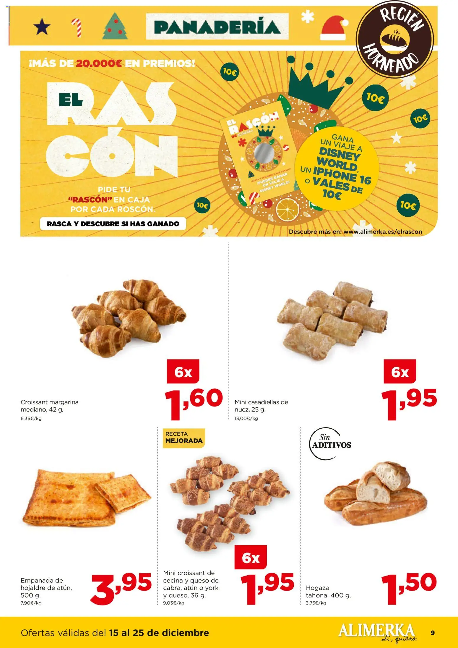 Alimerka folleto │ válido desde el 15.12.2025 | Página: 9 | Productos: Queso, Croissant, Iphone, Caja