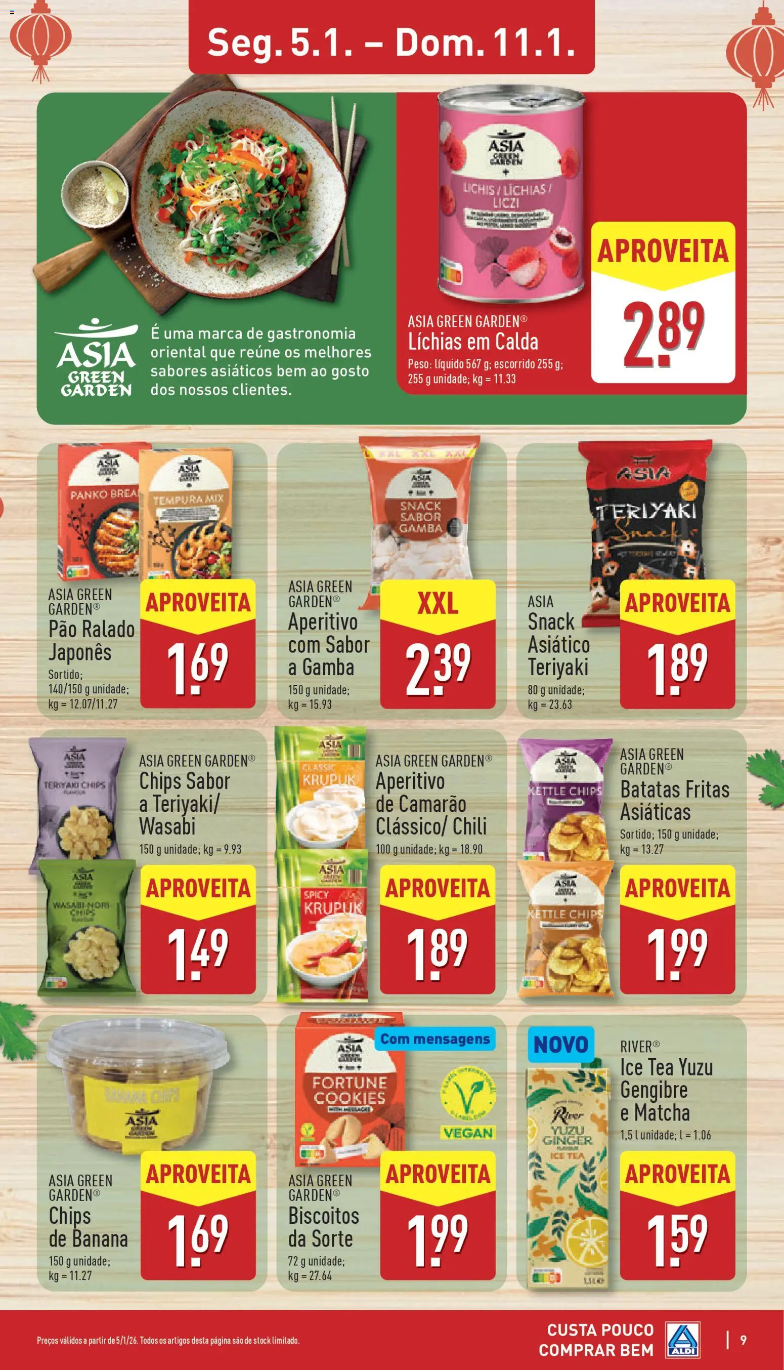Aldi folheto │ válido de 05.01.2026 | Página: 9 | Produtos: Banana, Matcha, Batatas fritas, Biscoitos