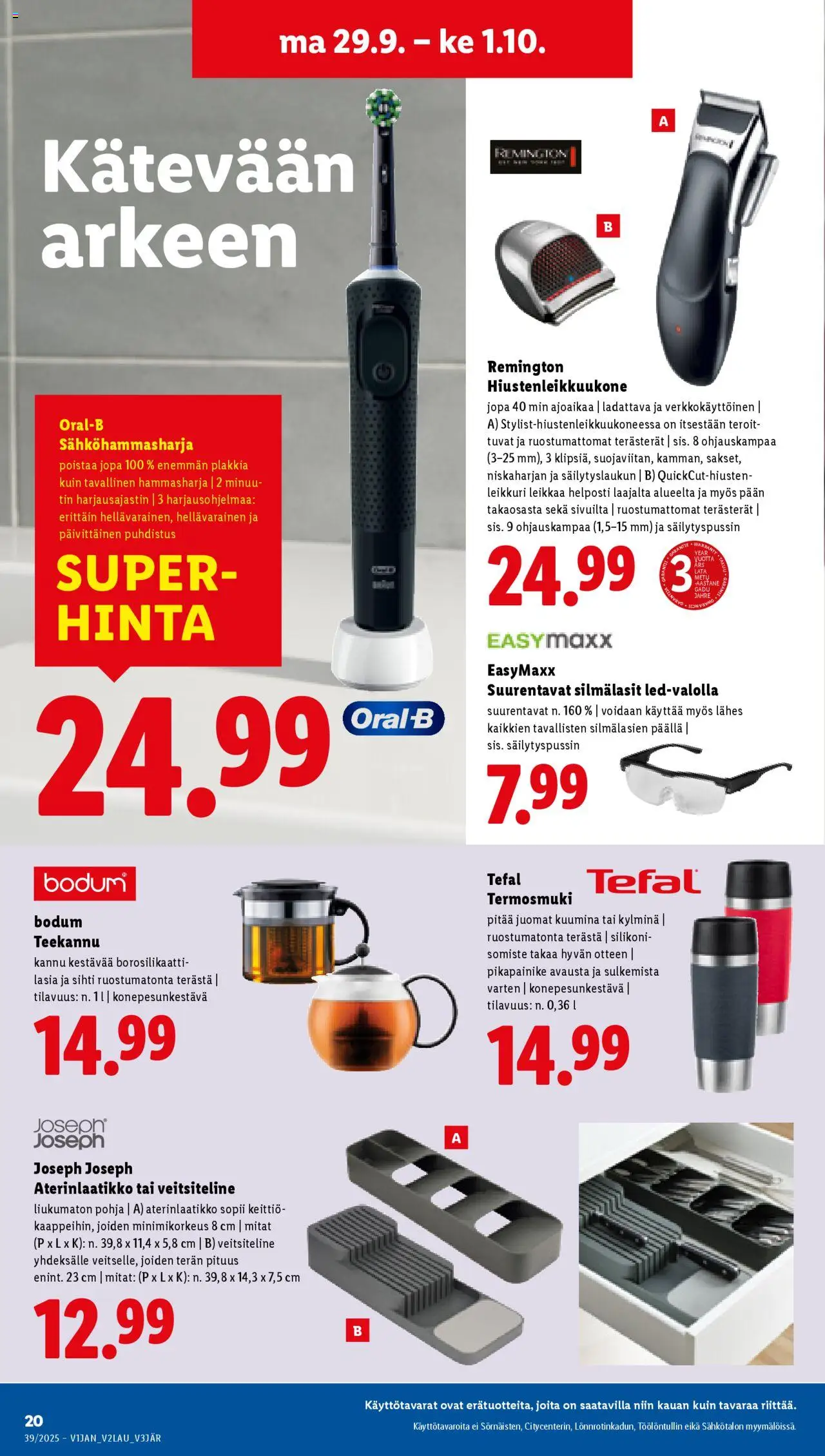 Lidl tarjoukset - Helsinki – voimassa 25.09.2025 alkaen | Sivu: 30 | Tuotteet: Leikkuri, Sähköhammasharja, Hammasharja, Keittiö