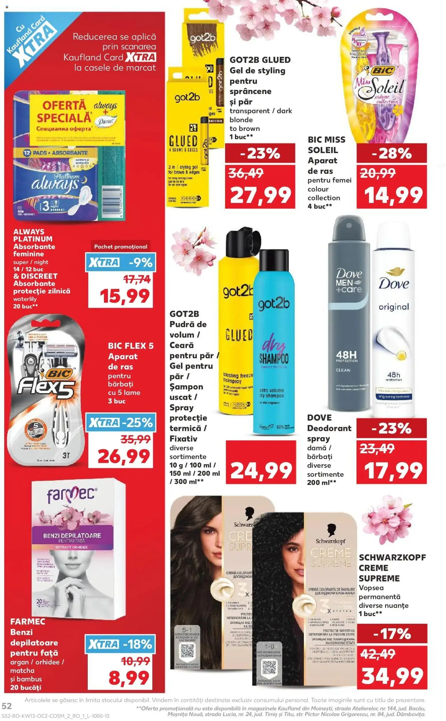 Noul catalog Kaufland – valabil de la 25.03.2026 | Pagină: 52 | Produse: Pudră, Cremă, Absorbante, Șampon uscat