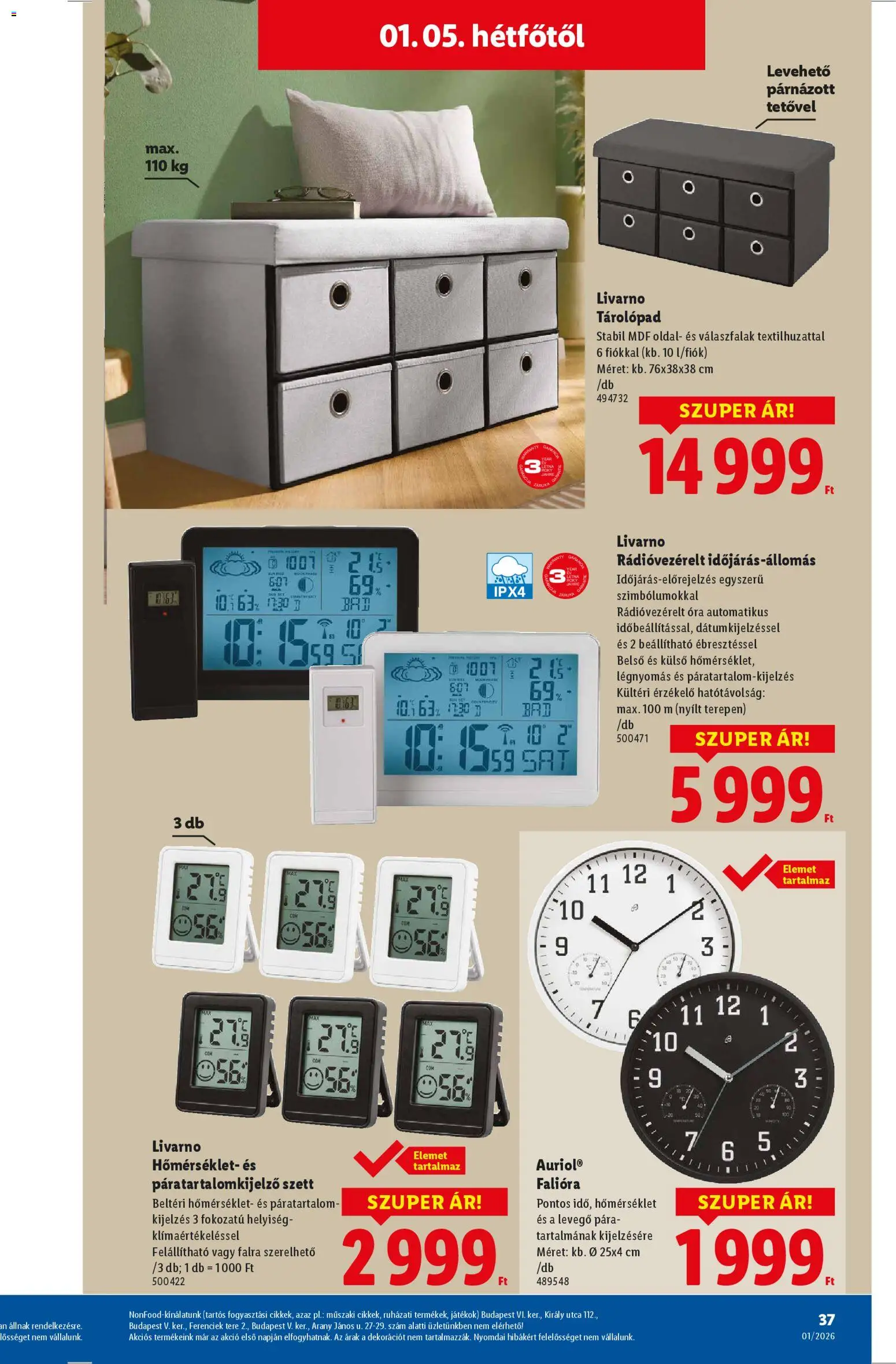 Lidl akciós ujság - amely érvényes a következő dátumtól: 02.01.2026 | Oldal: 37 | Termékek: Falióra, Játékok, Óra