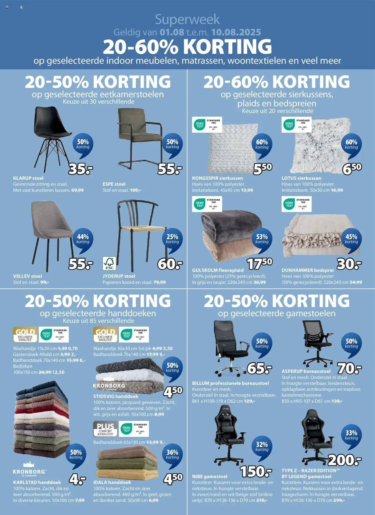  | Pagina: 4 | Producten: Zitting, Stoel, Badhanddoek, Handdoek