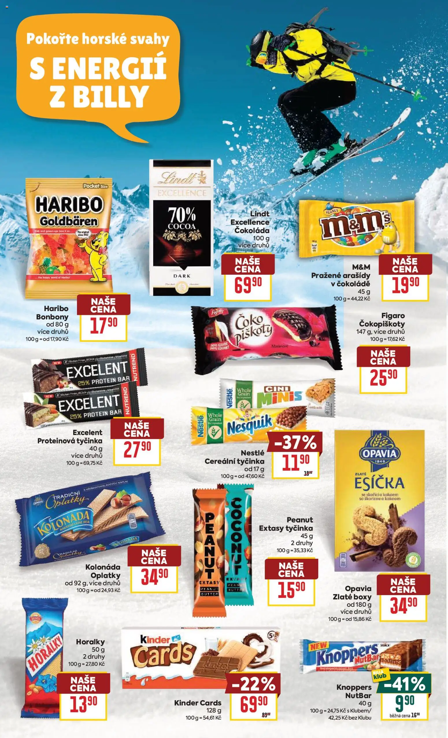 Billa Velký leták od 18.02.2026 | Strana: 18 | Produkty: Lindt, Arašídy, Nesquik, Protein