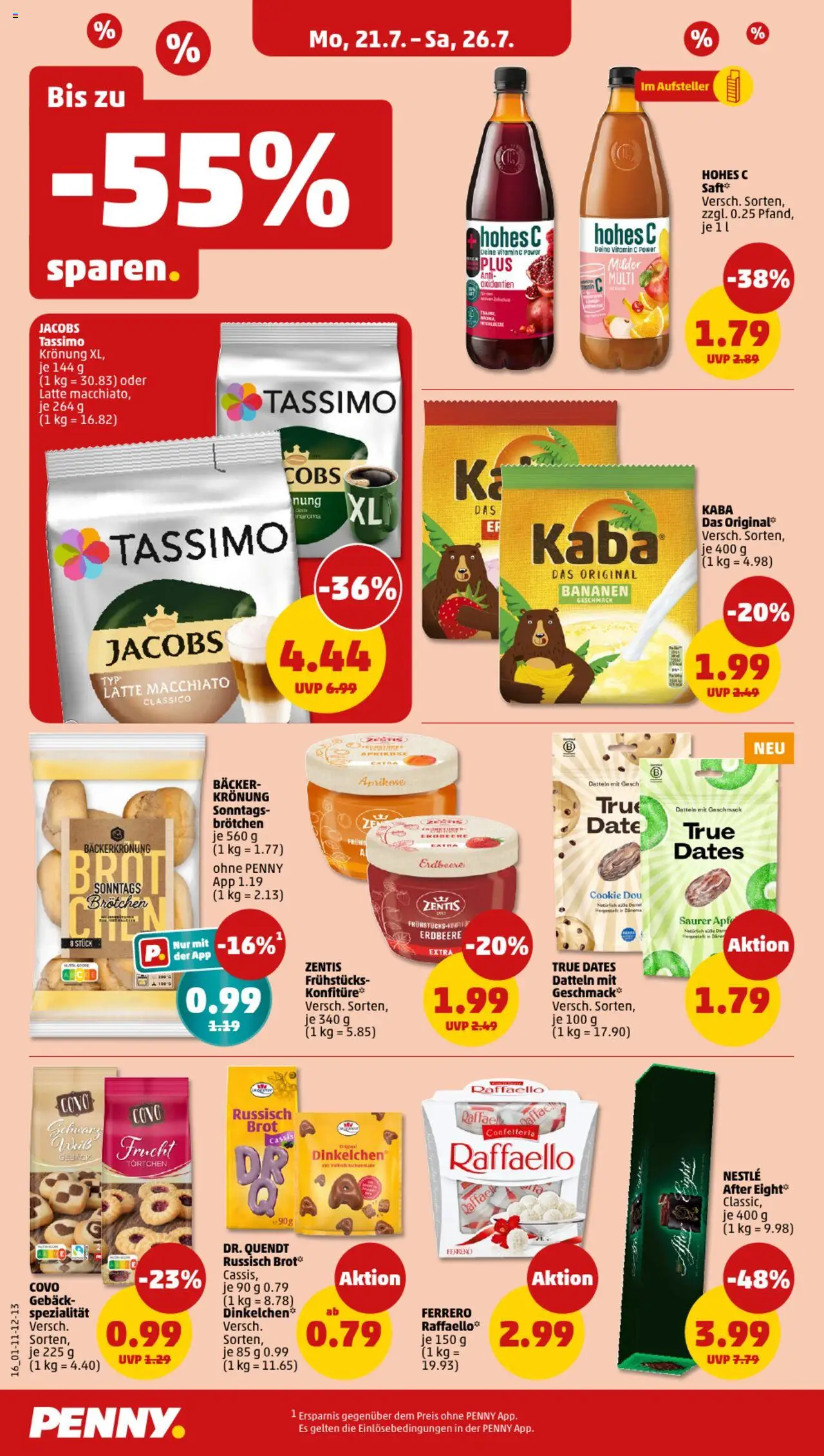 Penny Prospekt 	 - gültig ab dem 21.07.2025 | Seite: 16 | Produkte: Bananen, Hohes c, Brot, Tassimo