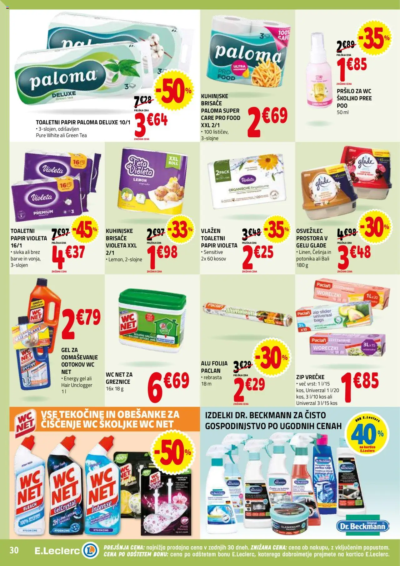 Novi E.leclerc katalog ponudbe – veljaven od 01.10.2025 | Stran: 30 | Izdelki: Školjke, Toaletni papir, Kos, Folija