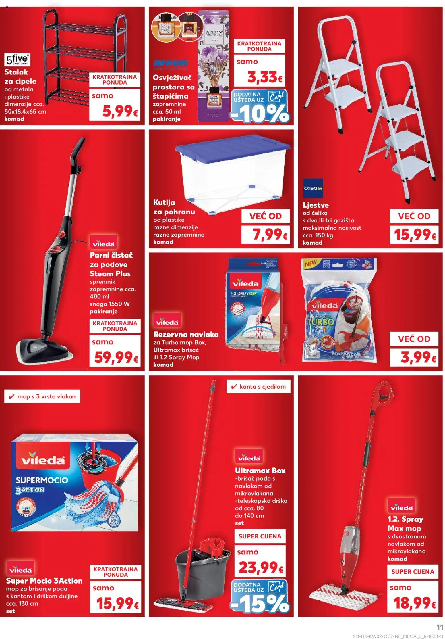 Kaufland katalog | vrijedi od 07.01.2026 | Stranica: 11 | Proizvodi: Kanta s cjedilom, Osvježivač prostora, Parni čistač, Vileda