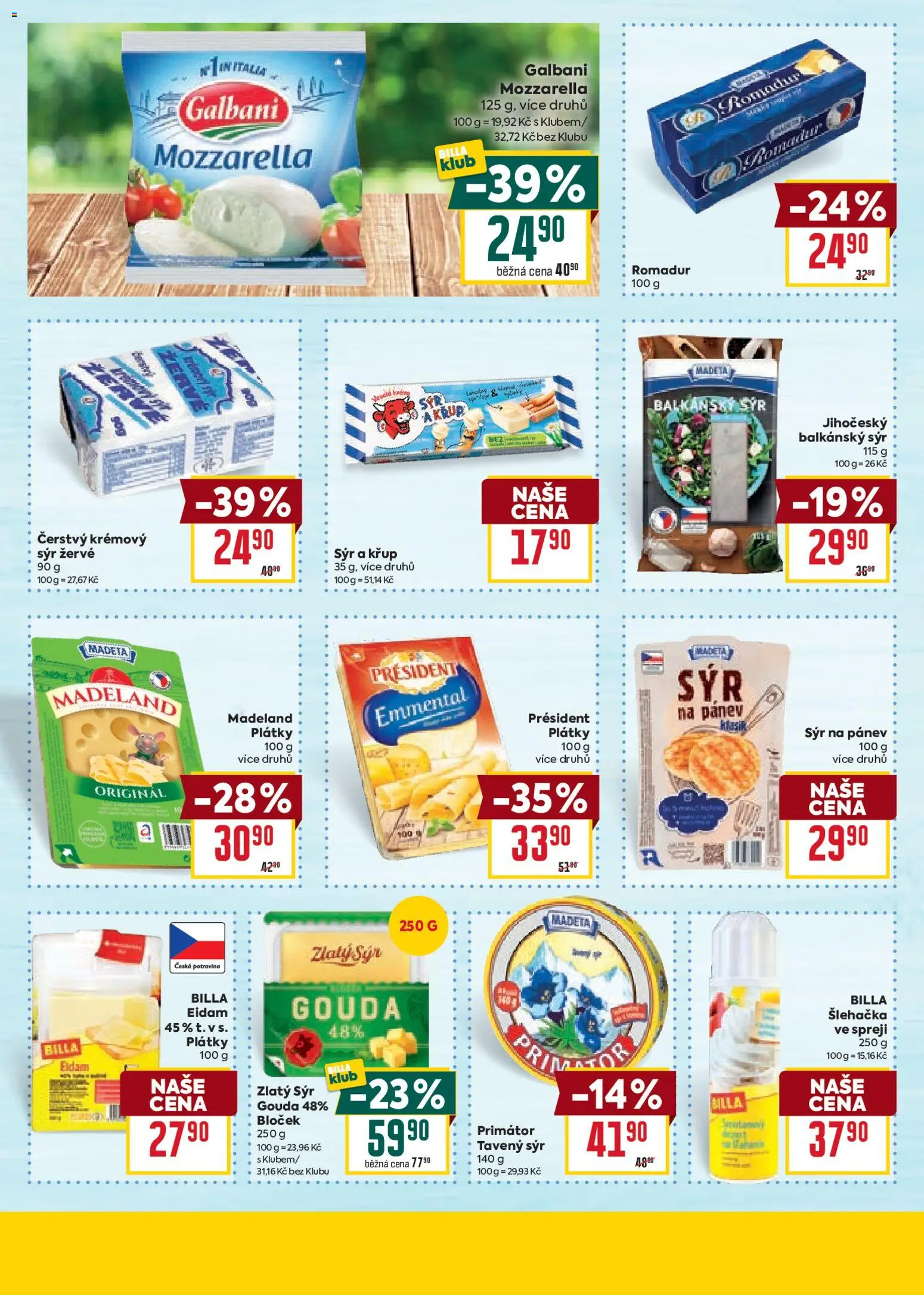 Billa Velký leták od 29.10.2025 | Strana: 26 | Produkty: Tavený sýr, Sýr, Balkánský sýr, Žervé