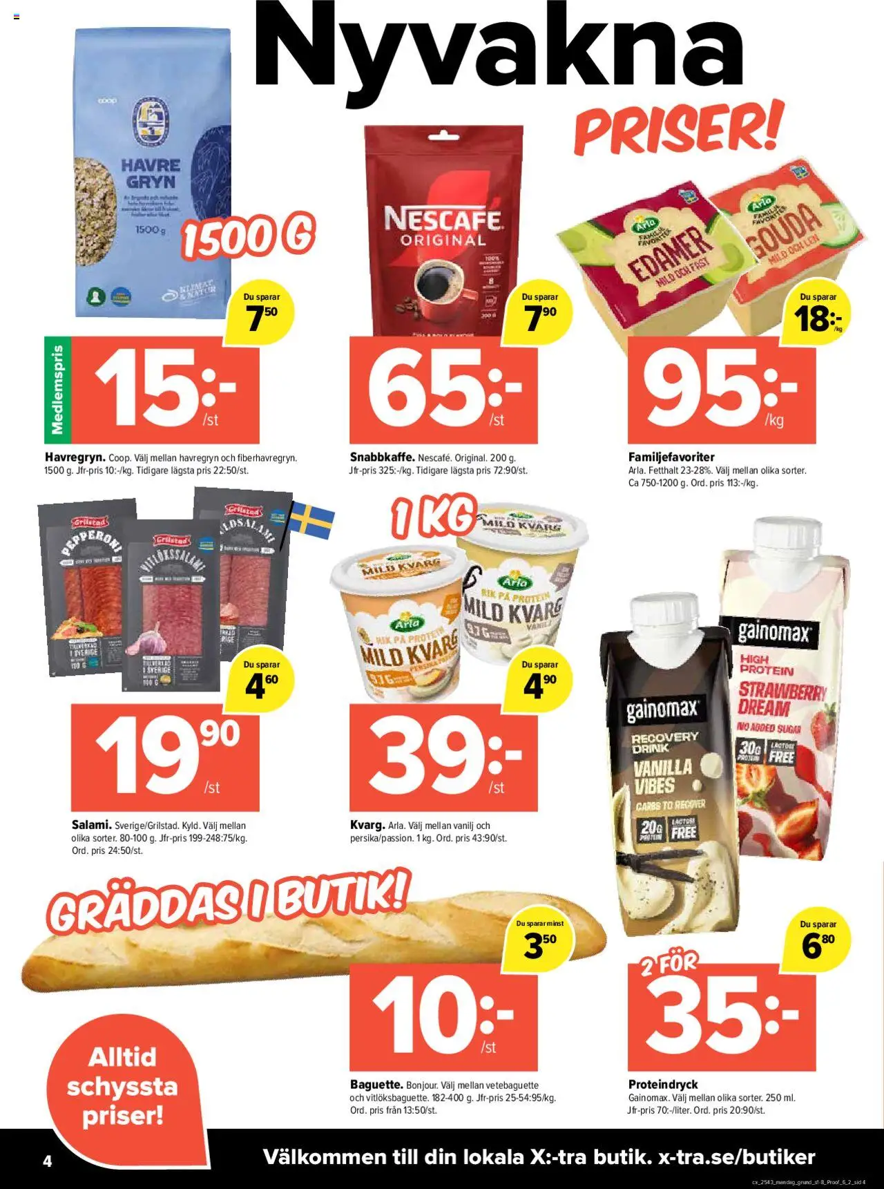 Coop X:-TRA reklamblad aktuell från 20.10.2025 | Sida: 4 | Produkter: Havregryn, Kvarg