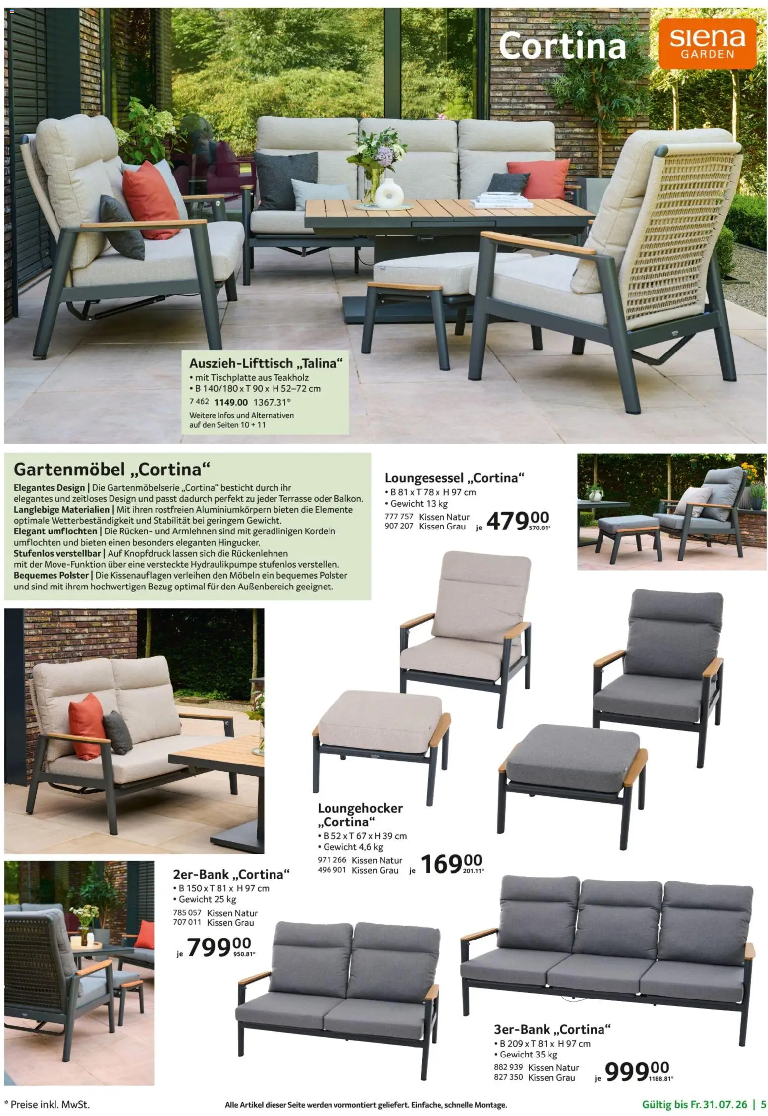 Selgros Garten Exklusiv – gültig ab 19.07.2026 | Seite: 5 | Produkte: Gewicht, Kissen, Gartenmöbel