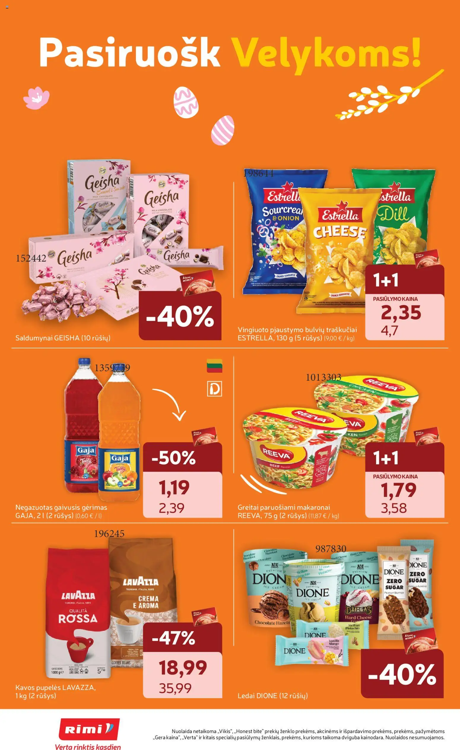 Rimi akcijos nuo 10.03.2026 | Puslapis: 6 | Prekių: Ledai, Pupelės, Kavos pupelės, Wc