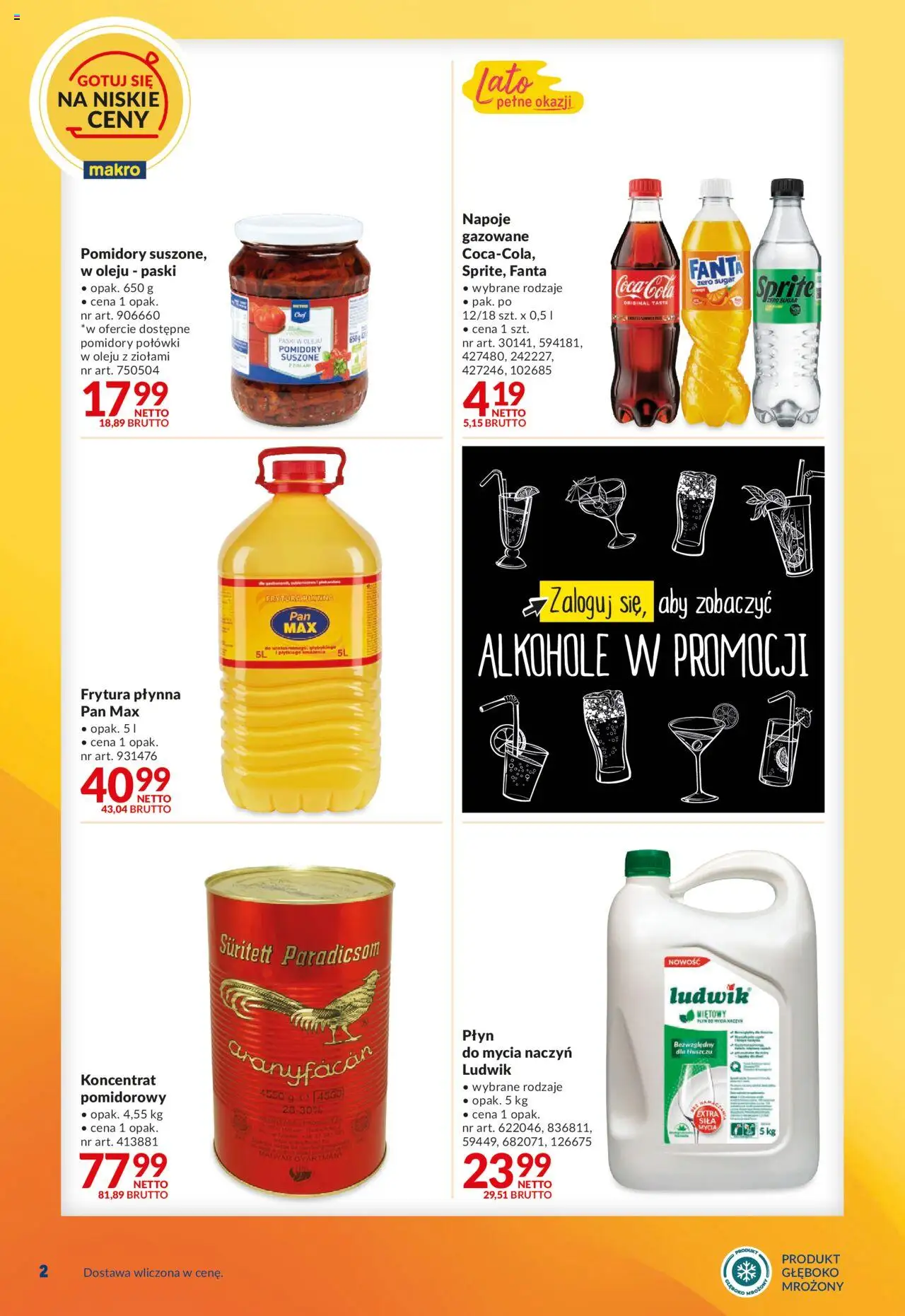 Makro Gazetka - Dostawy dla gastronomii od 19.08.2025 | Strona: 2 | Produkty: Napoje, Sprite, Pomidory, Płyn do mycia naczyń
