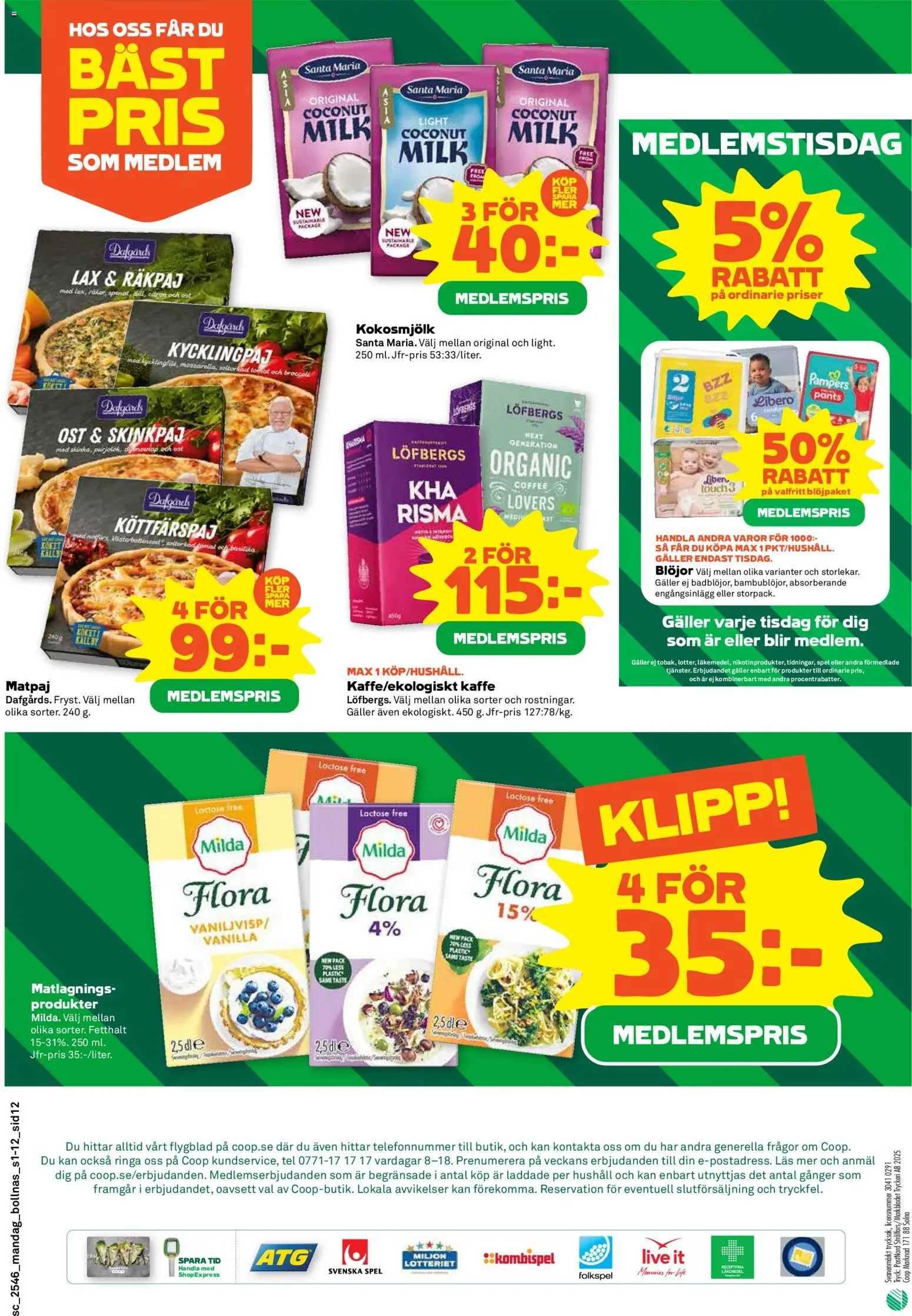 Stora Coop reklamblad aktuell från 10.11.2025 | Sida: 12 | Produkter: Galler, Lax, Blöjor, Broccoli