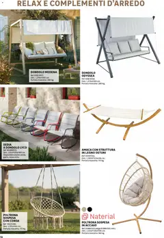 Anteprima del volantino Leroy Merlin volantino Giardino valido a partire dal 01.04.2026 | Pagina: 72 | Prodotti: Dondolo, Amaca, Poltrona, Sedia