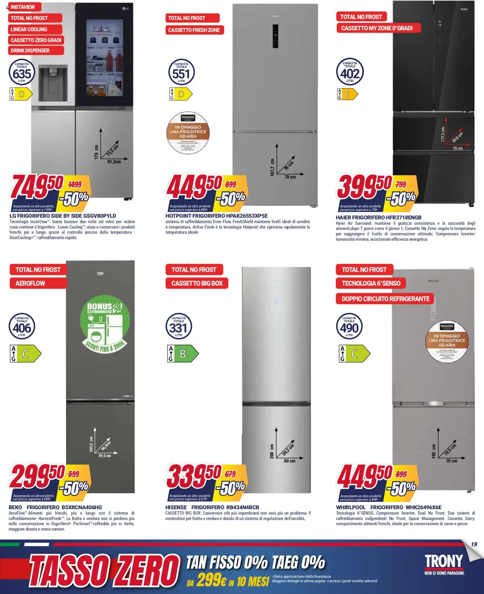 Volantino Trony del 04.12.2025 | Pagina: 19 | Prodotti: Friggitrice ad aria, Pesce, Compressore, Frigorifero