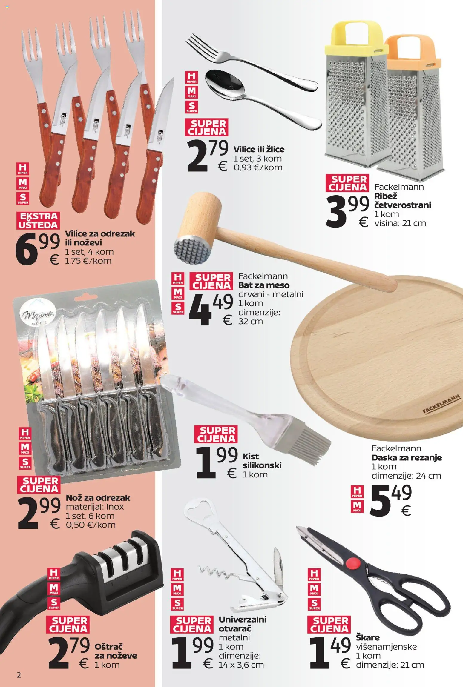 Tommy katalog | vrijedi od 27.04.2026 | Stranica: 2 | Proizvodi: Ribež, Nož, Vilice, Bat za meso