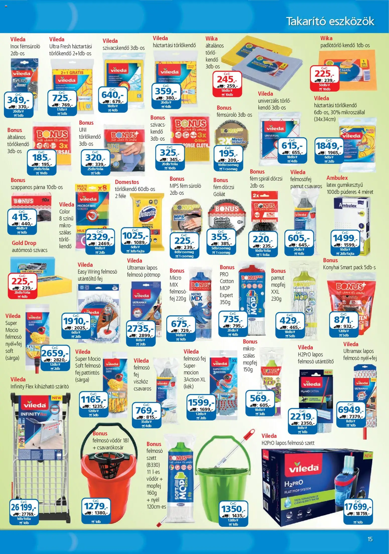 ÁRKLUB akciós ujság - amely érvényes a következő dátumtól: 01.03.2026 | Oldal: 15 | Termékek: Kendő, Szárító, Párna, Vileda